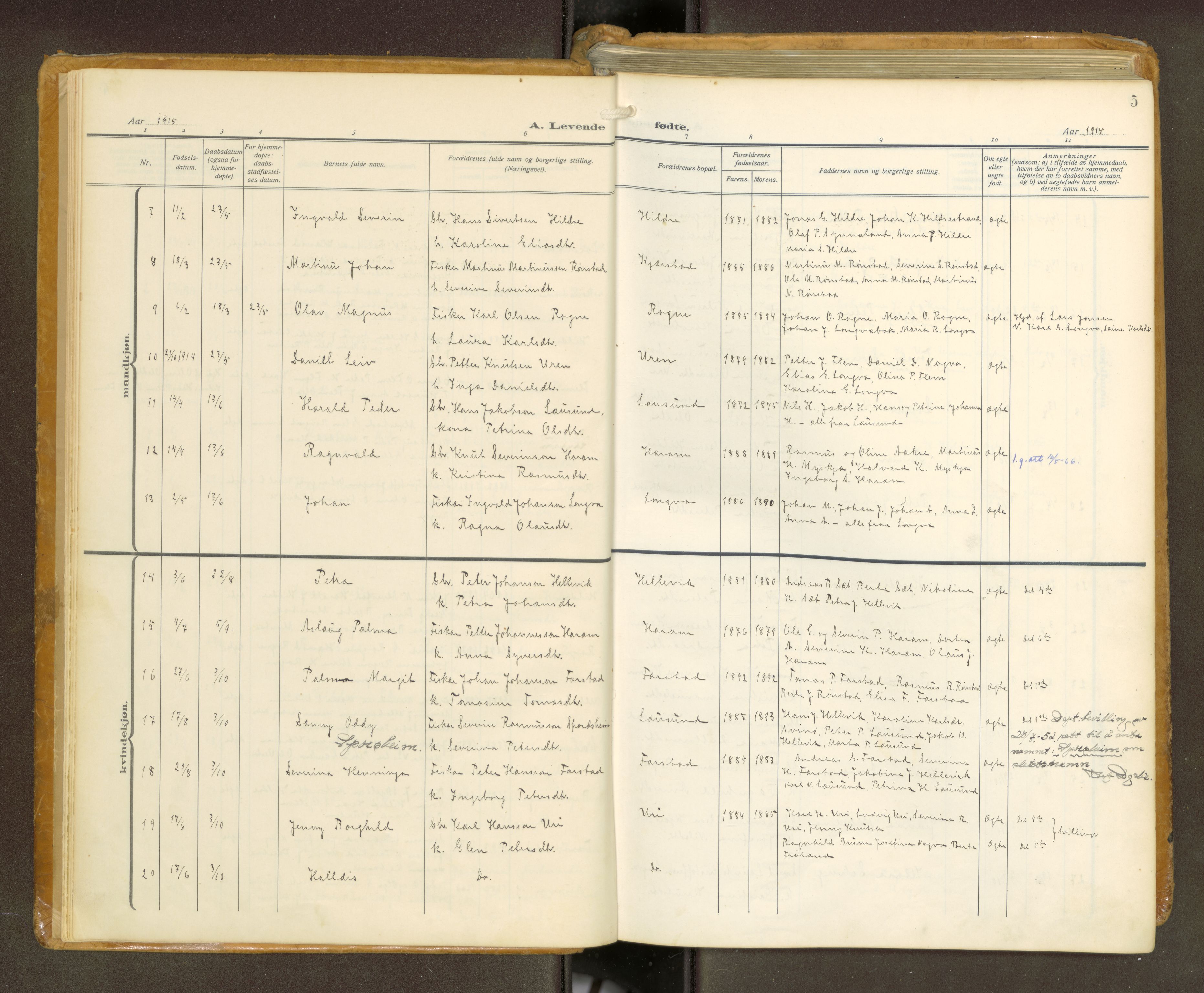 Ministerialprotokoller, klokkerbøker og fødselsregistre - Møre og Romsdal, AV/SAT-A-1454/536/L0518: Ministerialbok nr. 536A--, 1914-1931, s. 5