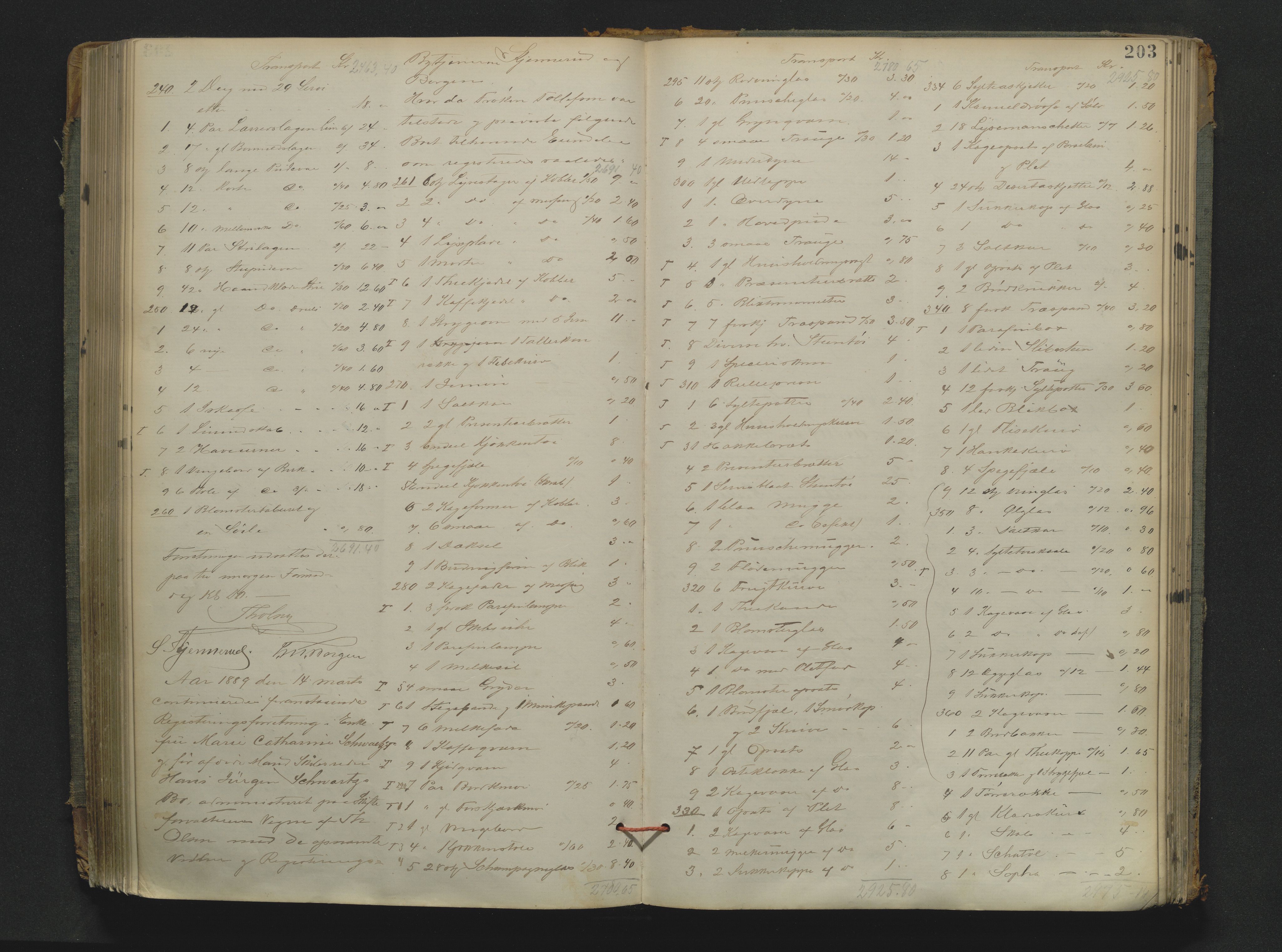 Drammen byfogd, AV/SAKO-A-222/H/Hb/Hbb/L0006: Registreringsprotokoll., 1886-1891, s. 203
