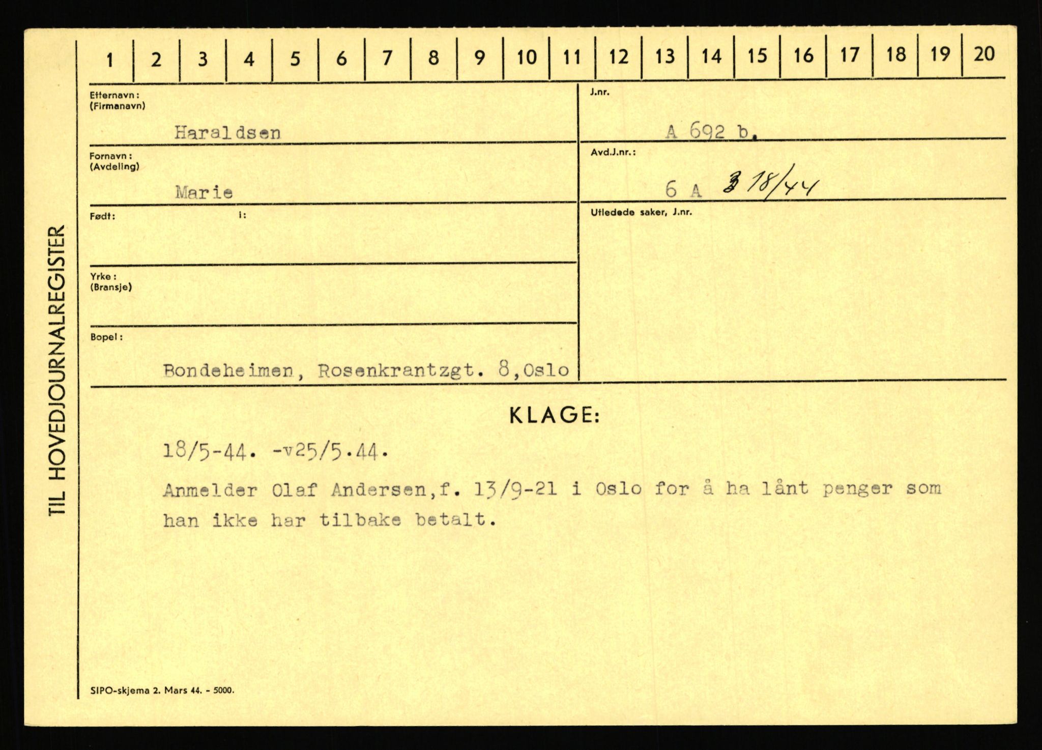 Statspolitiet - Hovedkontoret / Osloavdelingen, AV/RA-S-1329/C/Ca/L0006: Hanche - Hokstvedt, 1943-1945, s. 1817