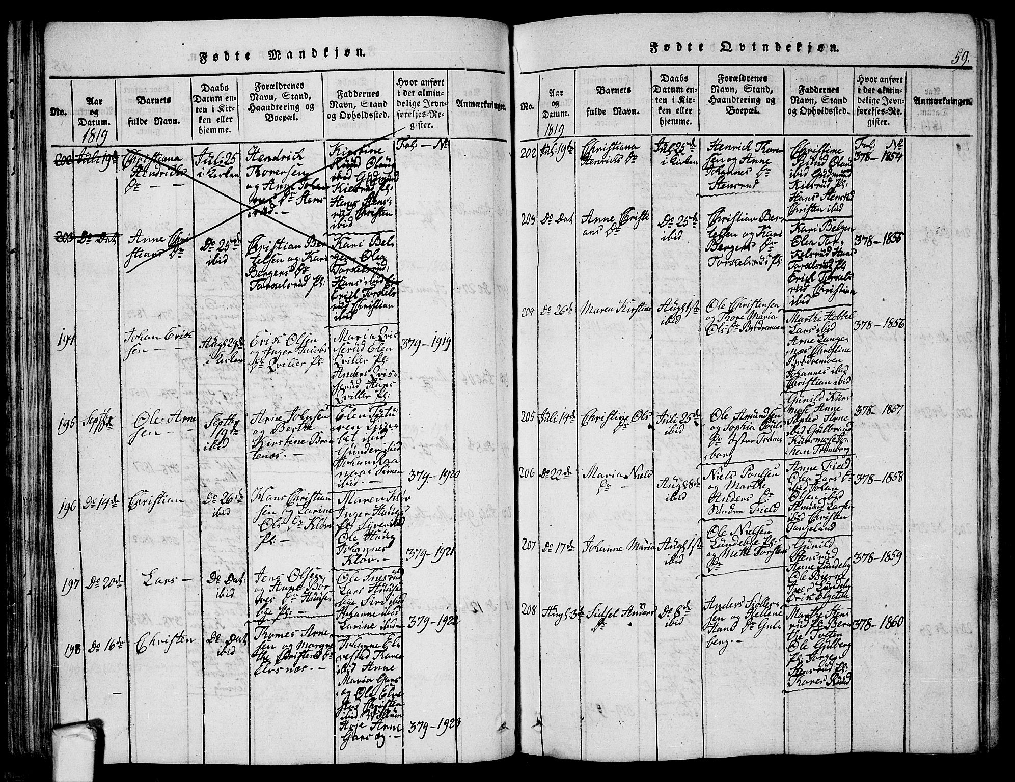 Eidsberg prestekontor Kirkebøker, AV/SAO-A-10905/G/Ga/L0001: Klokkerbok nr. I 1, 1814-1831, s. 59