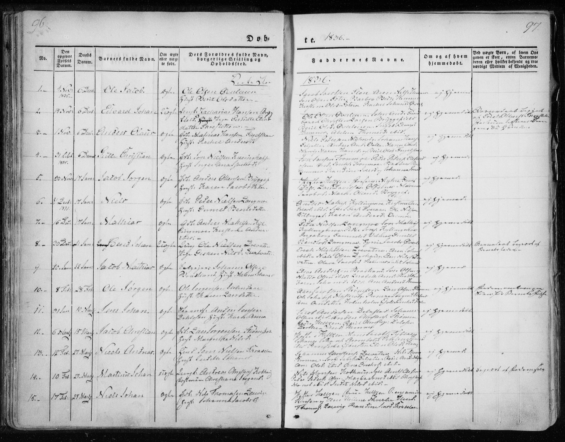 Ministerialprotokoller, klokkerbøker og fødselsregistre - Nordland, AV/SAT-A-1459/825/L0354: Ministerialbok nr. 825A08, 1826-1841, s. 96-97