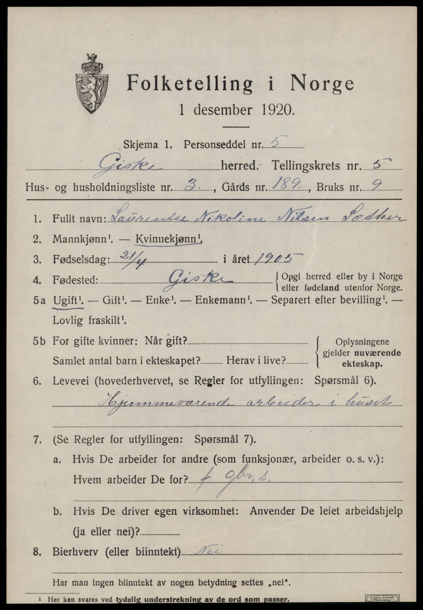 SAT, Folketelling 1920 for 1532 Giske herred, 1920, s. 3658