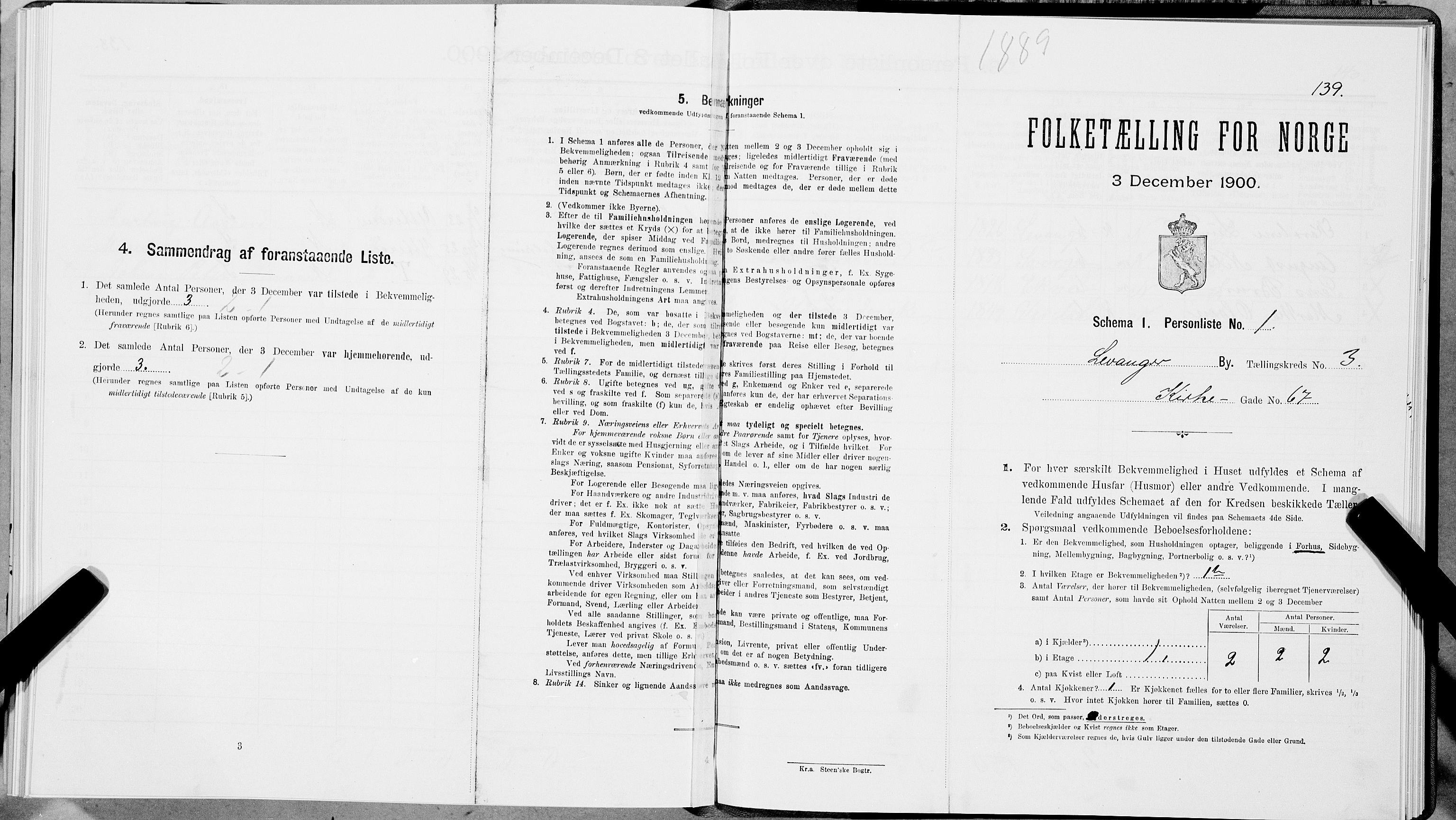 SAT, Folketelling 1900 for 1701 Levanger kjøpstad, 1900, s. 482