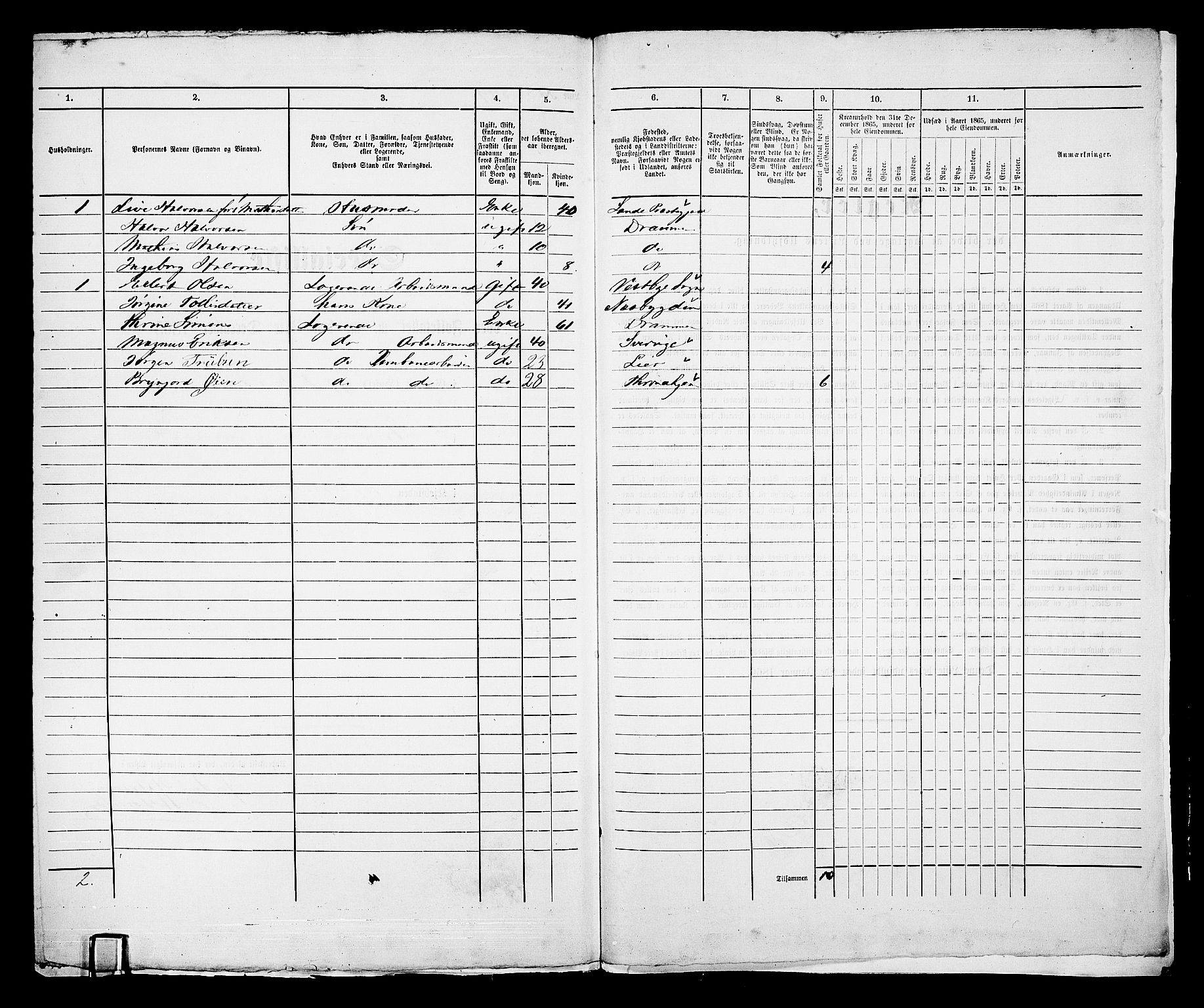 RA, Folketelling 1865 for 0602bP Strømsø prestegjeld i Drammen kjøpstad, 1865, s. 10