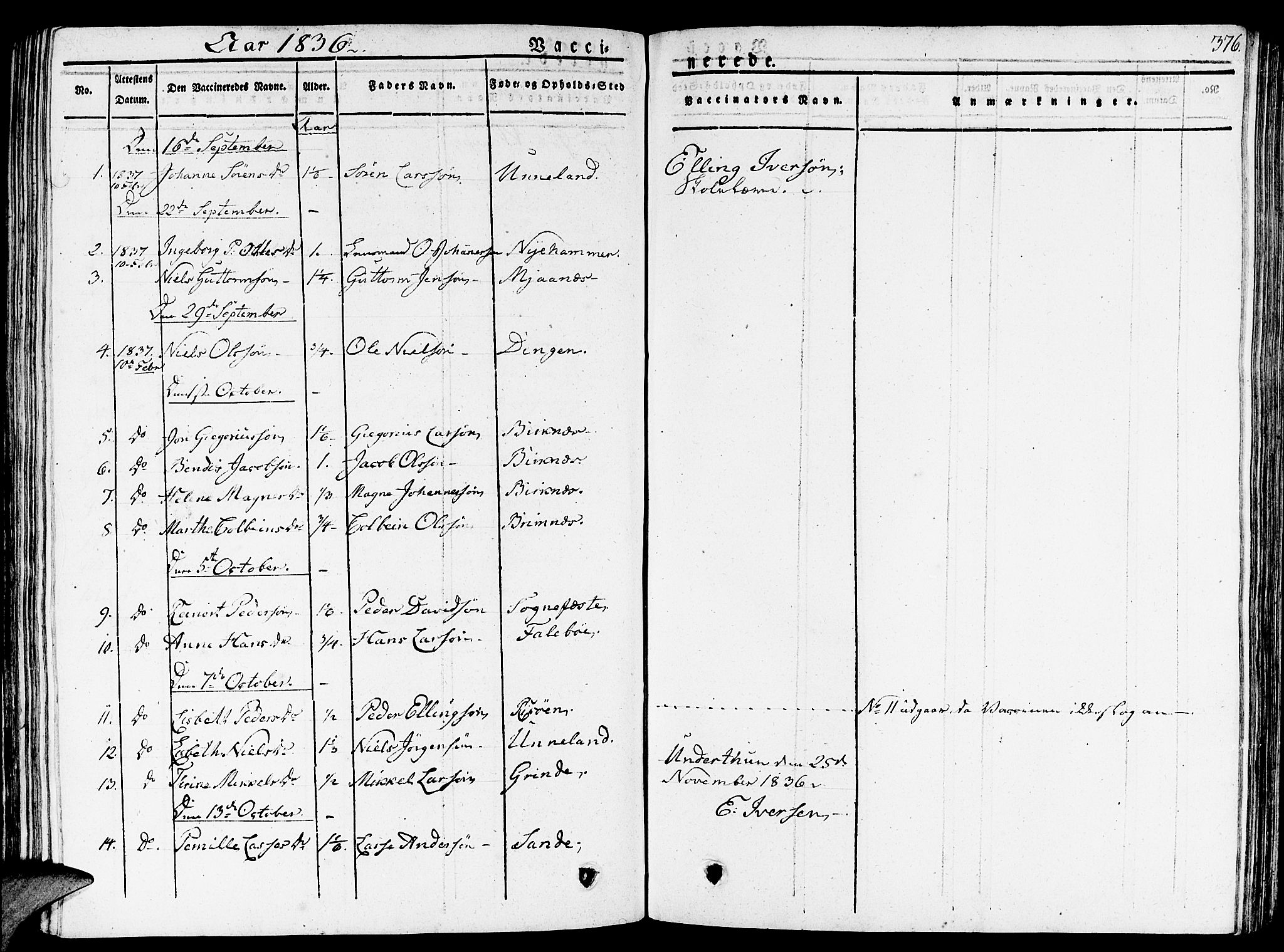 Gulen sokneprestembete, AV/SAB-A-80201/H/Haa/Haaa/L0019: Ministerialbok nr. A 19, 1826-1836, s. 376