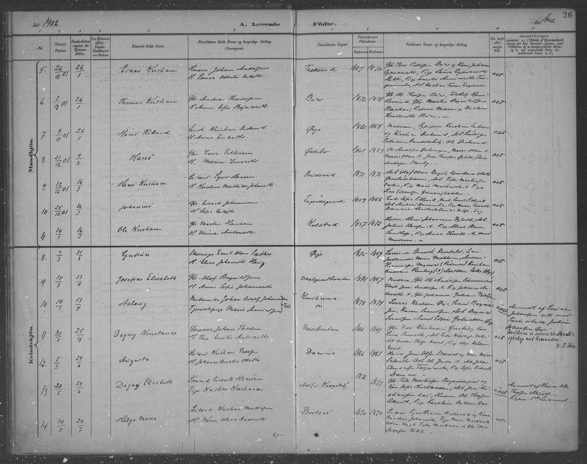 Aremark prestekontor Kirkebøker, AV/SAO-A-10899/F/Fb/L0005: Ministerialbok nr. II 5, 1895-1919, s. 26