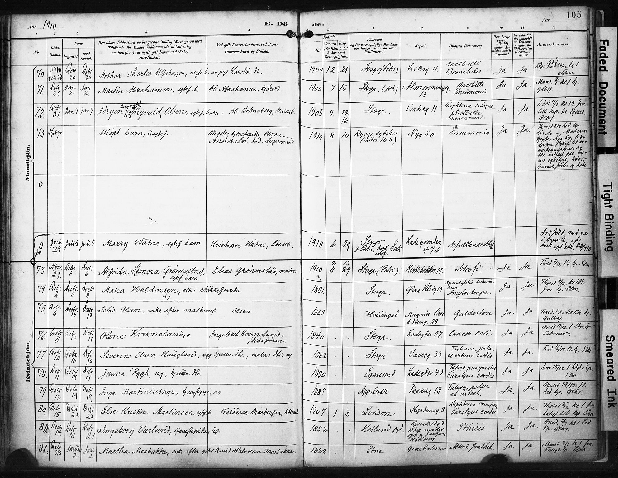 St. Petri sokneprestkontor, SAST/A-101813/001/30/30BA/L0022: Ministerialbok nr. A 22, 1895-1919, s. 105