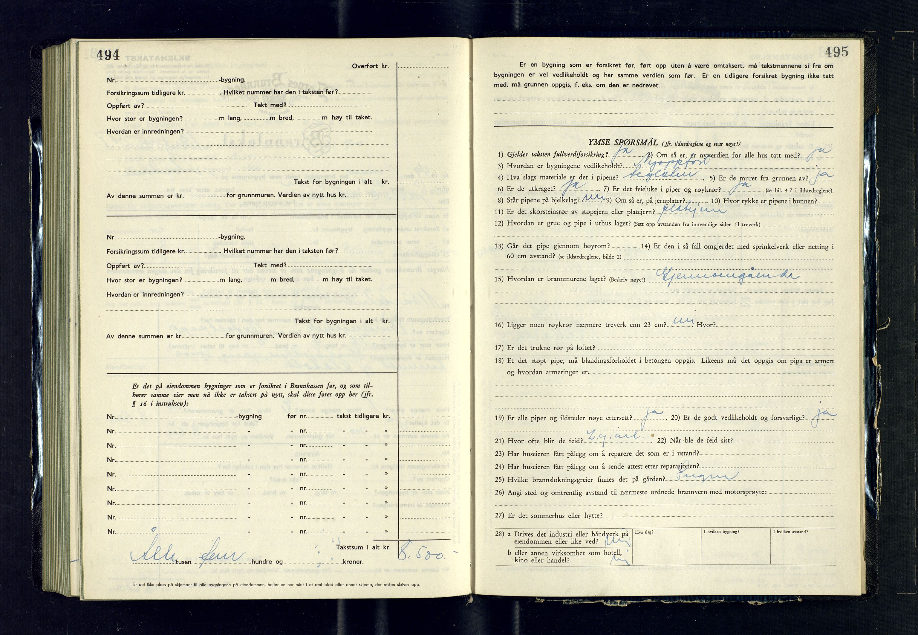 Alta lensmannskontor, AV/SATØ-S-1165/O/Ob/L0179: Branntakstprotokoll, 1946-1949, s. 494-495