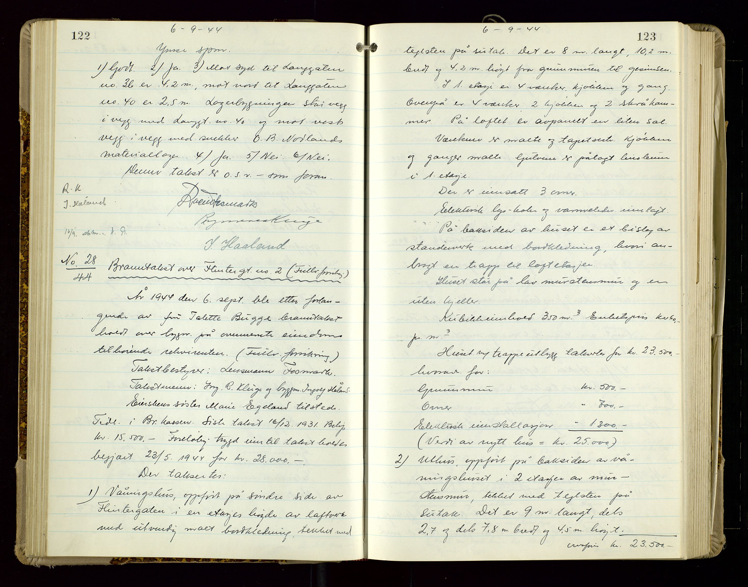 Sandnes lensmannskontor, AV/SAST-A-100167/Goa/L0006: "Brandtakstprotokol", 1943-1954, s. 122-123