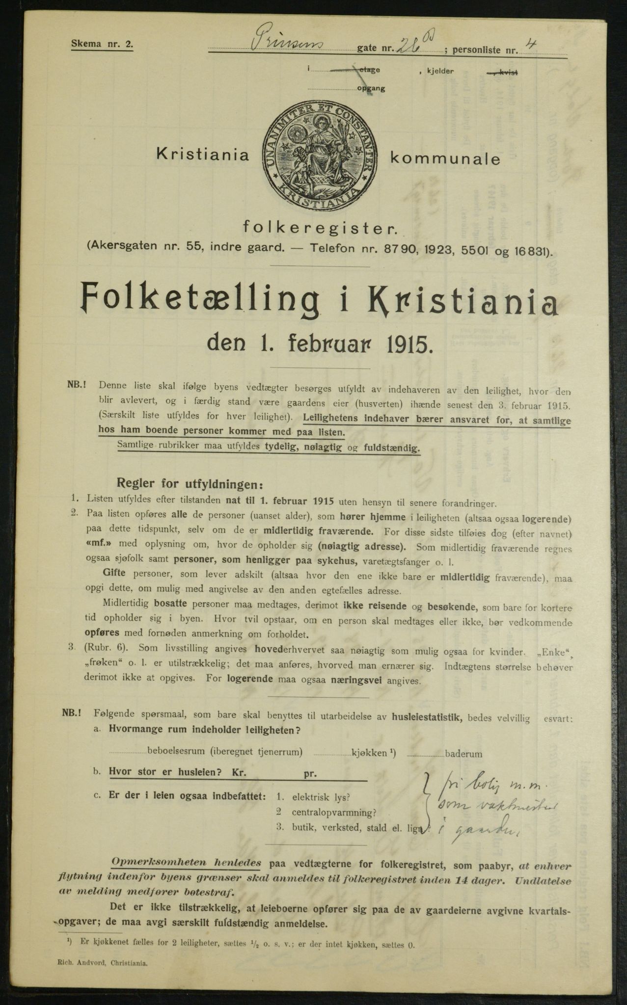 OBA, Kommunal folketelling 1.2.1915 for Kristiania, 1915, s. 81057