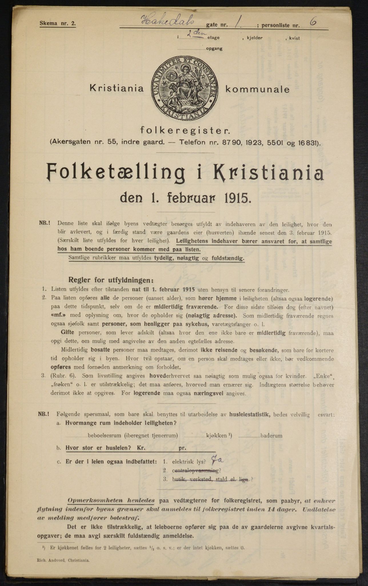 OBA, Kommunal folketelling 1.2.1915 for Kristiania, 1915, s. 33593