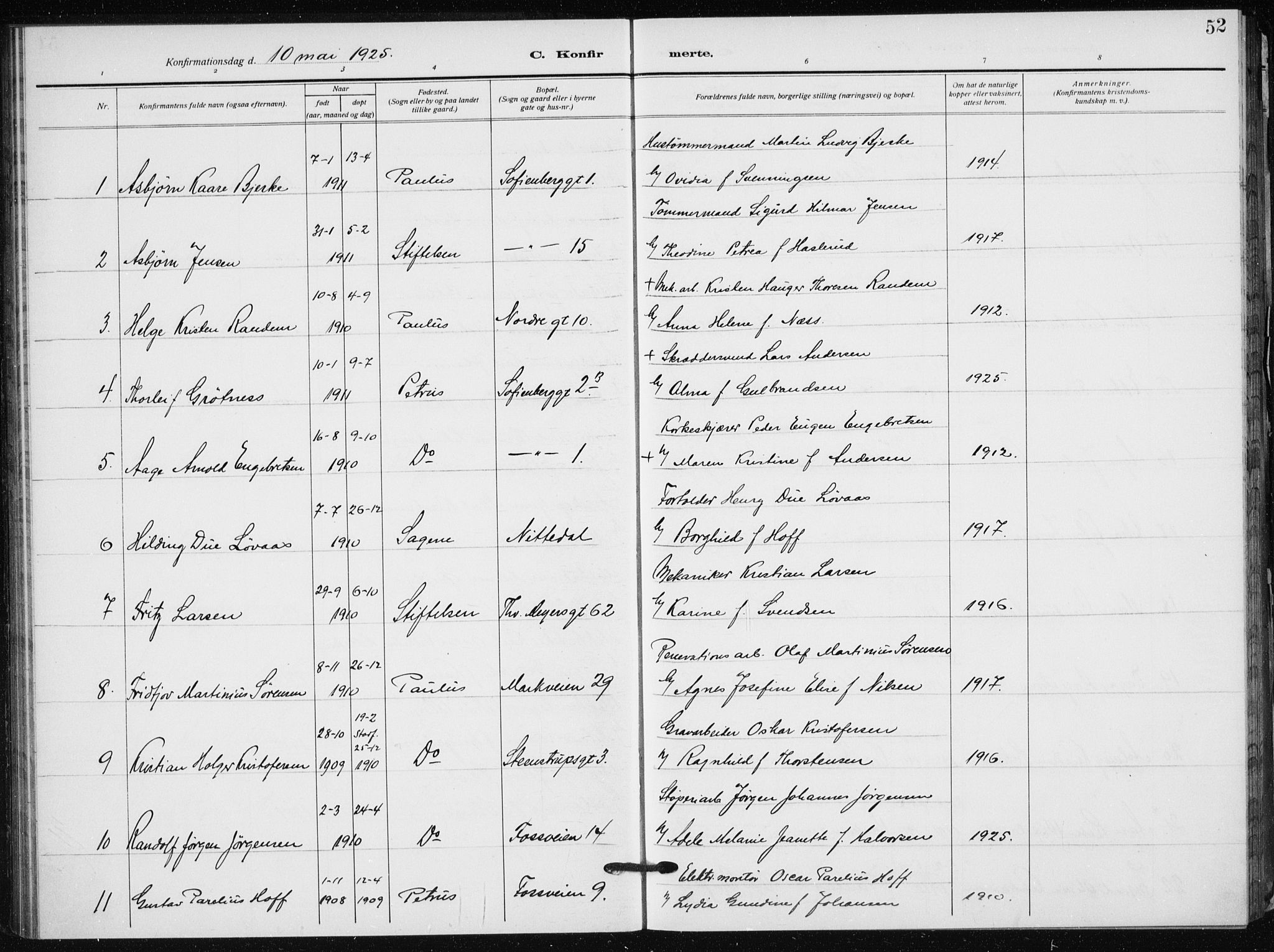 Hauge prestekontor Kirkebøker, AV/SAO-A-10849/F/Fa/L0002: Ministerialbok nr. 2, 1917-1938, s. 52