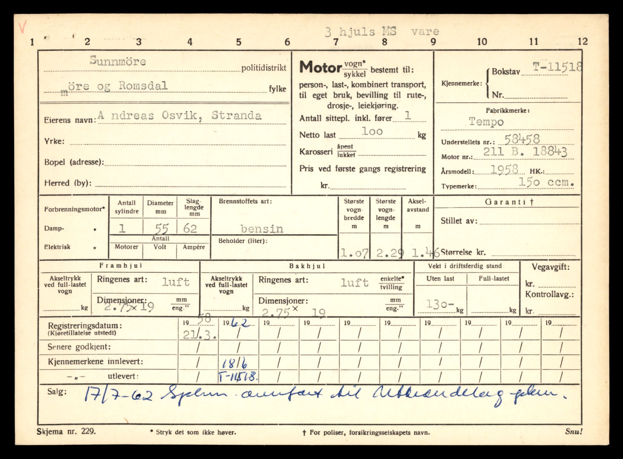 Møre og Romsdal vegkontor - Ålesund trafikkstasjon, AV/SAT-A-4099/F/Fe/L0029: Registreringskort for kjøretøy T 11430 - T 11619, 1927-1998, s. 1604