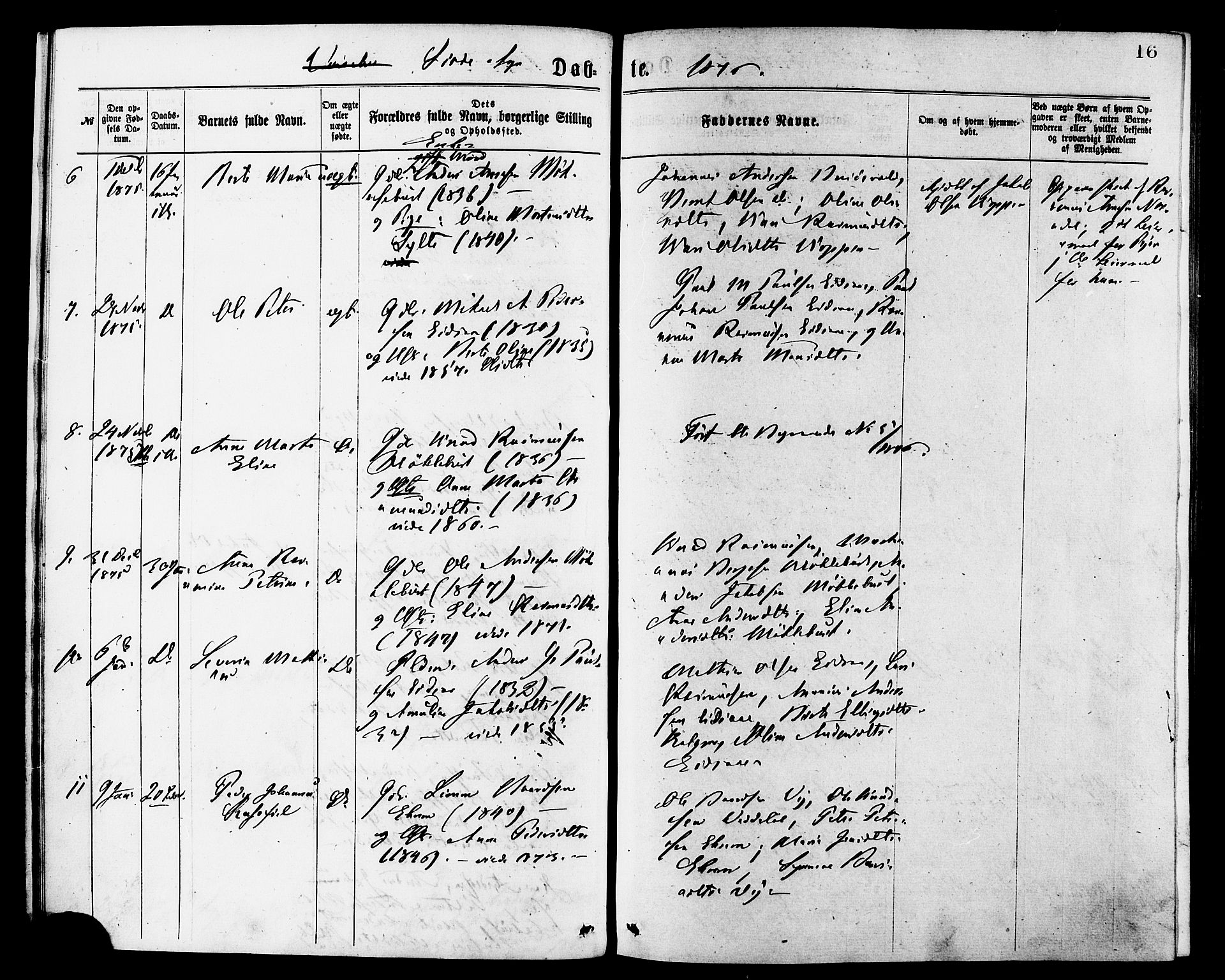 Ministerialprotokoller, klokkerbøker og fødselsregistre - Møre og Romsdal, SAT/A-1454/502/L0024: Ministerialbok nr. 502A02, 1873-1884, s. 16