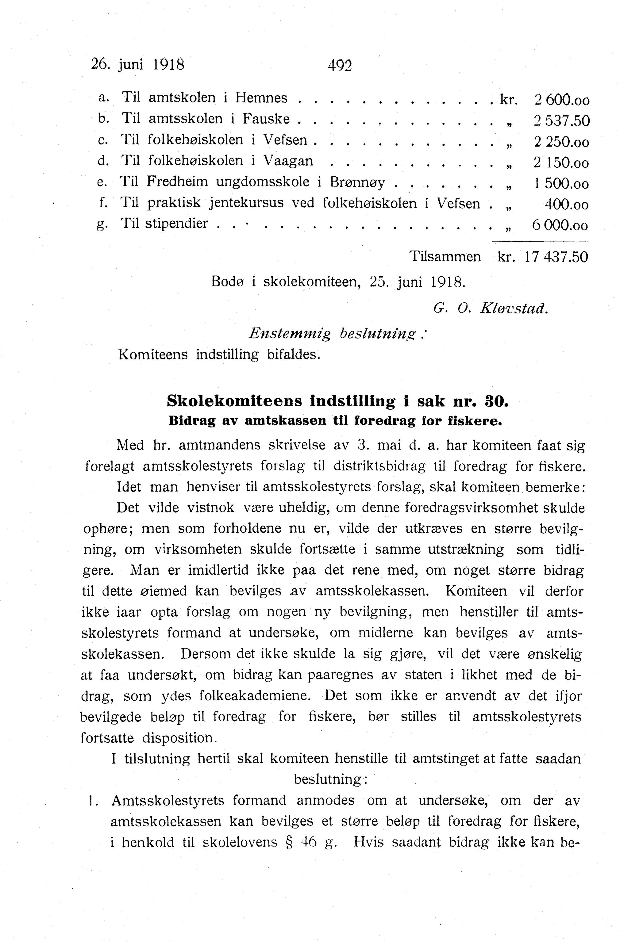 Nordland Fylkeskommune. Fylkestinget, AIN/NFK-17/176/A/Ac/L0041: Fylkestingsforhandlinger 1918, 1918