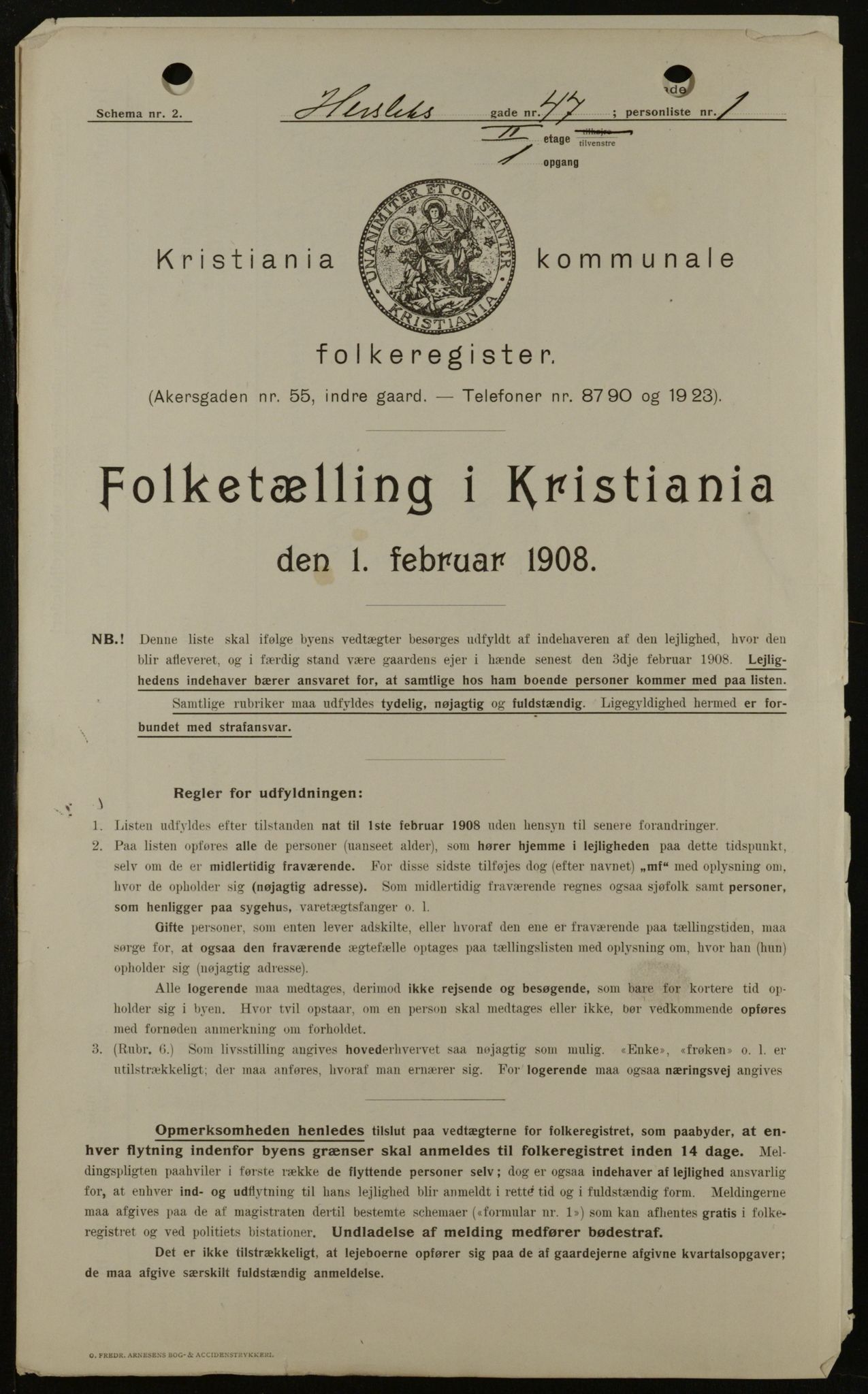 OBA, Kommunal folketelling 1.2.1908 for Kristiania kjøpstad, 1908, s. 35845