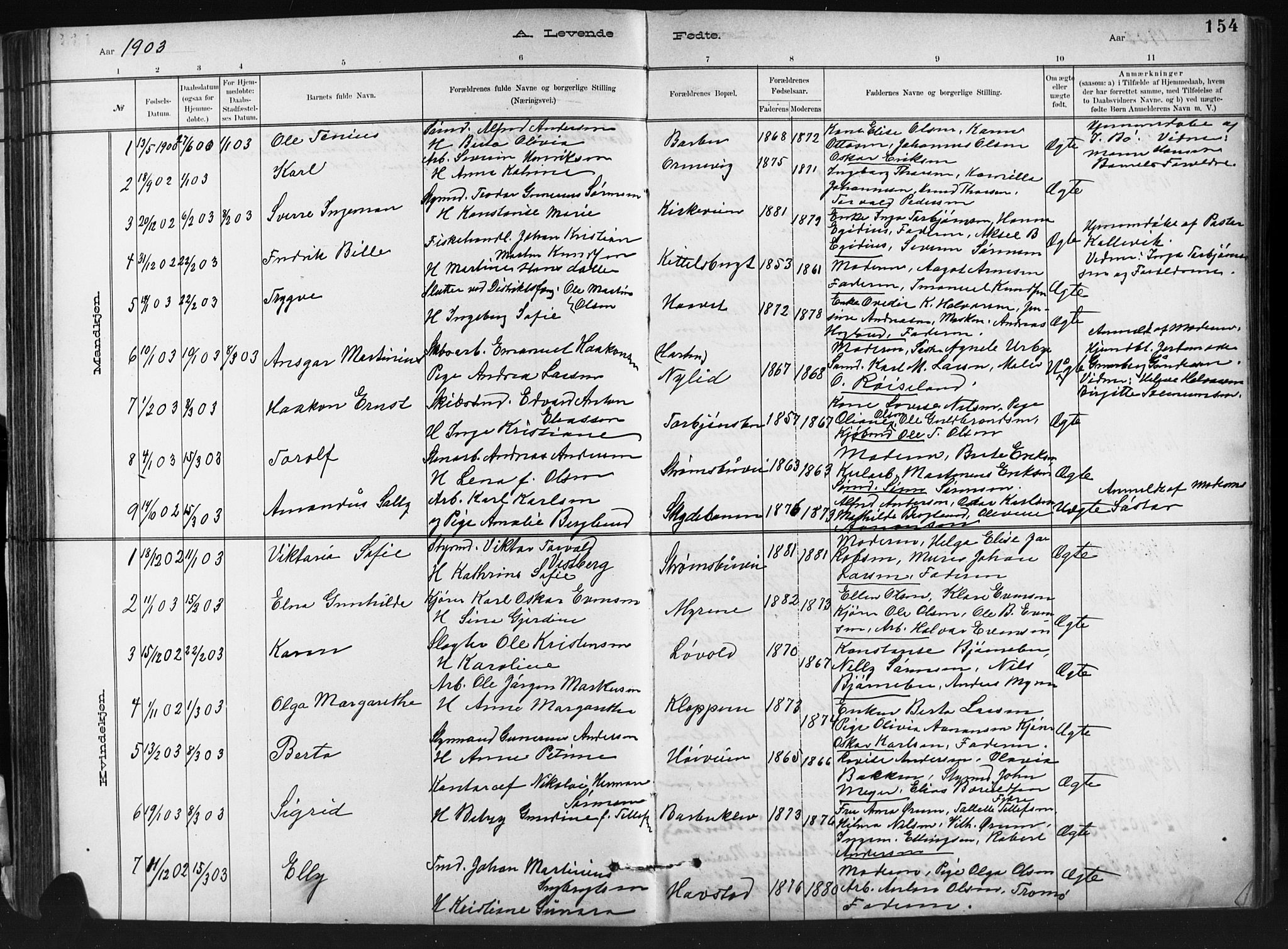 Barbu sokneprestkontor, AV/SAK-1111-0003/F/Fb/L0002: Klokkerbok nr. B 2, 1890-1922, s. 154