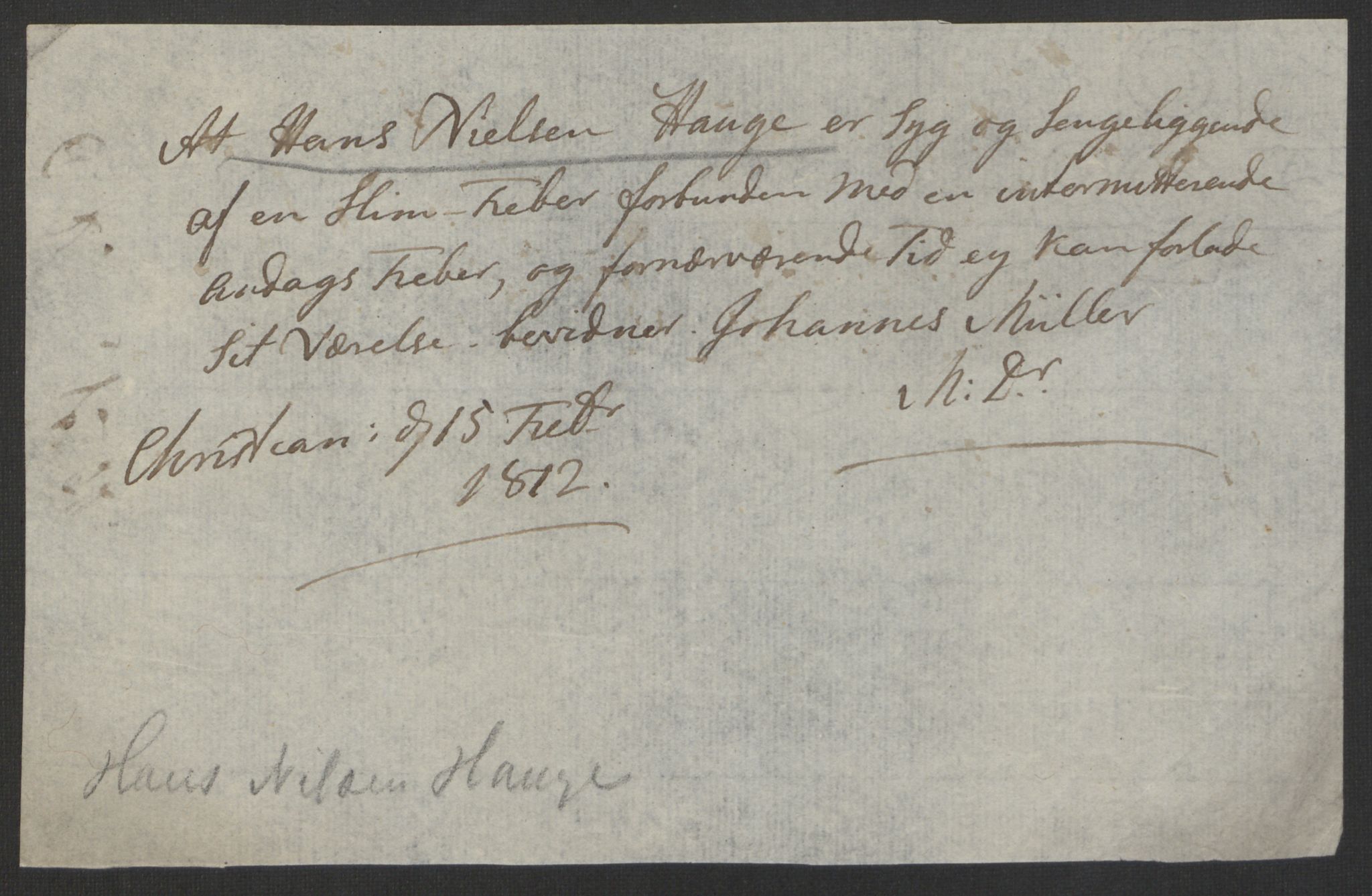 Justisdepartementet, Kommisjon i saken mot Hans Nielsen Hauge 1804, AV/RA-S-1151/D/L0005: Hans Nielsen Hauges sak, 1813, s. 473