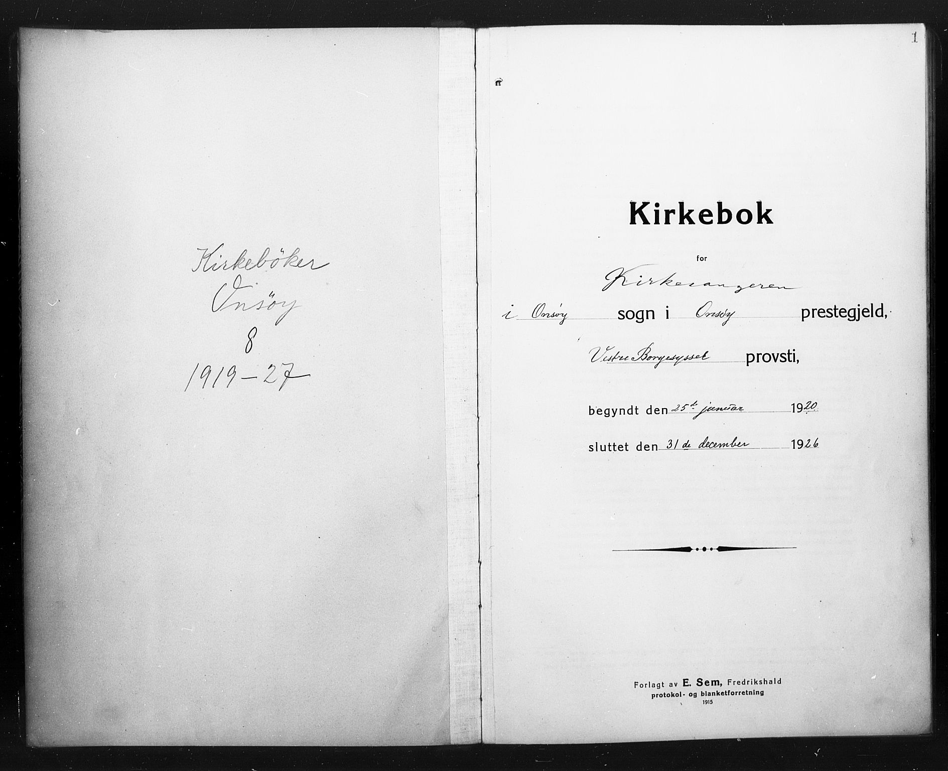 Onsøy prestekontor Kirkebøker, AV/SAO-A-10914/G/Ga/L0004: Klokkerbok nr. I 4, 1919-1927, s. 0-1
