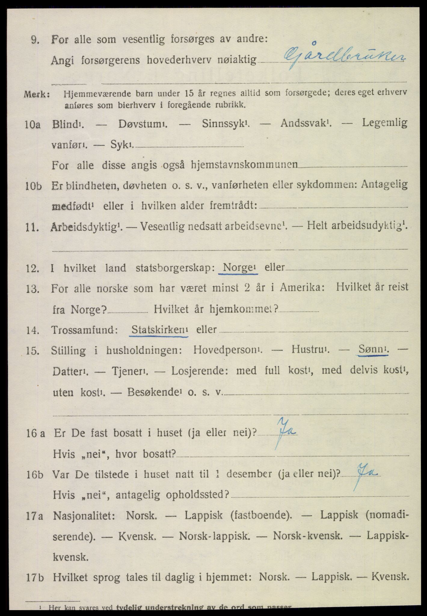 SAT, Folketelling 1920 for 1735 Kvam herred, 1920, s. 2034