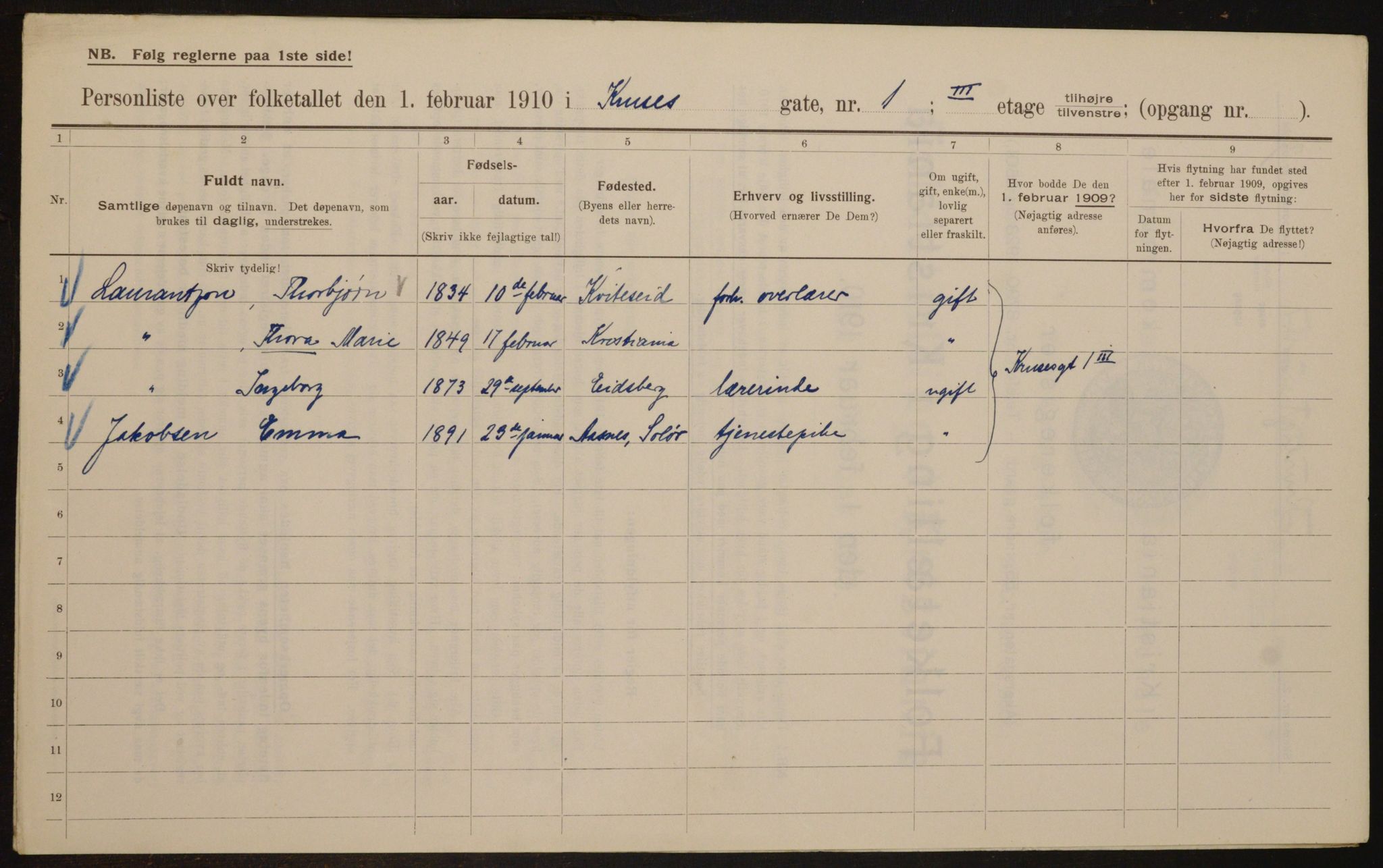 OBA, Kommunal folketelling 1.2.1910 for Kristiania, 1910, s. 53310