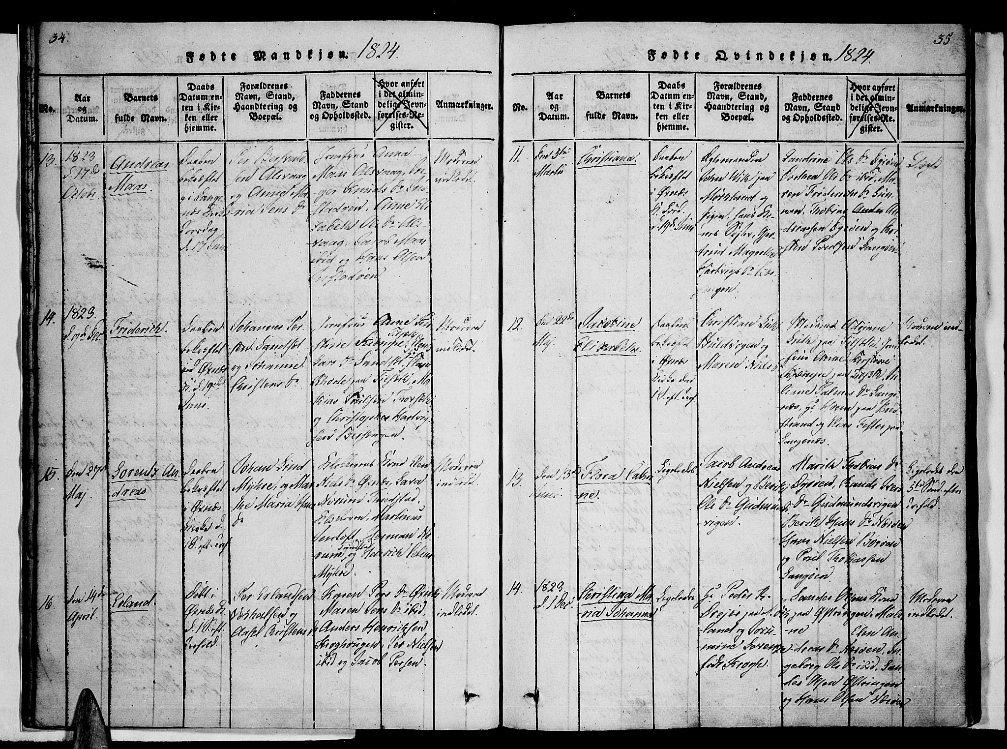 Ministerialprotokoller, klokkerbøker og fødselsregistre - Nordland, AV/SAT-A-1459/893/L1331: Ministerialbok nr. 893A04, 1820-1840, s. 34-35