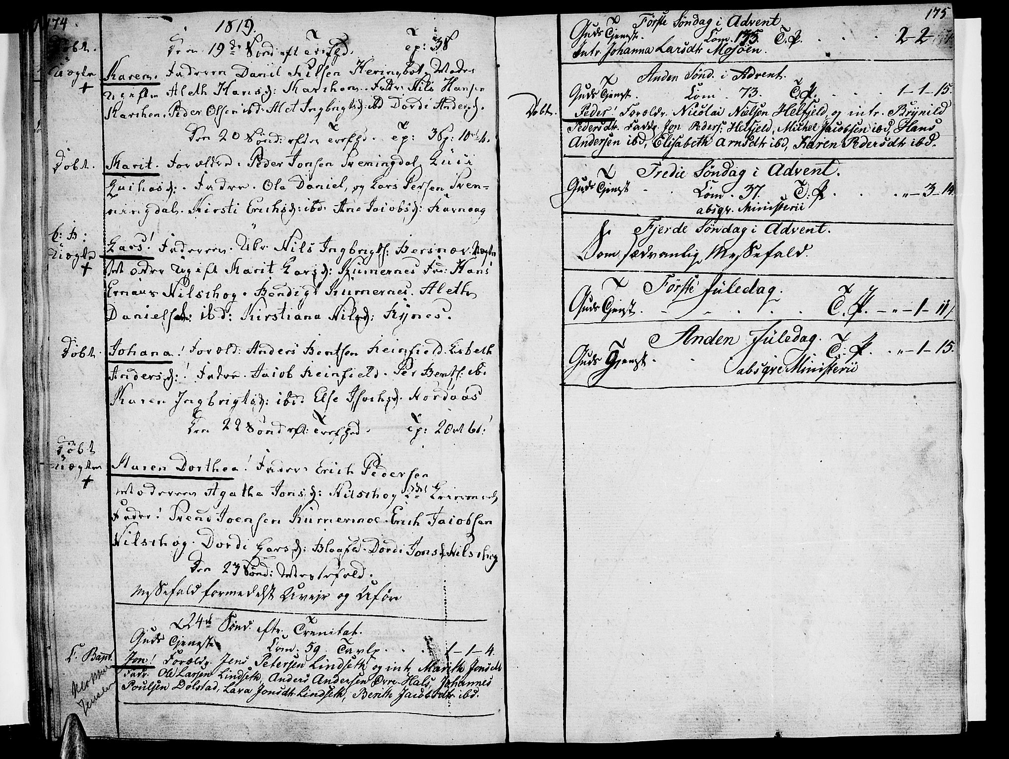 Ministerialprotokoller, klokkerbøker og fødselsregistre - Nordland, AV/SAT-A-1459/820/L0287: Ministerialbok nr. 820A08, 1800-1819, s. 174-175