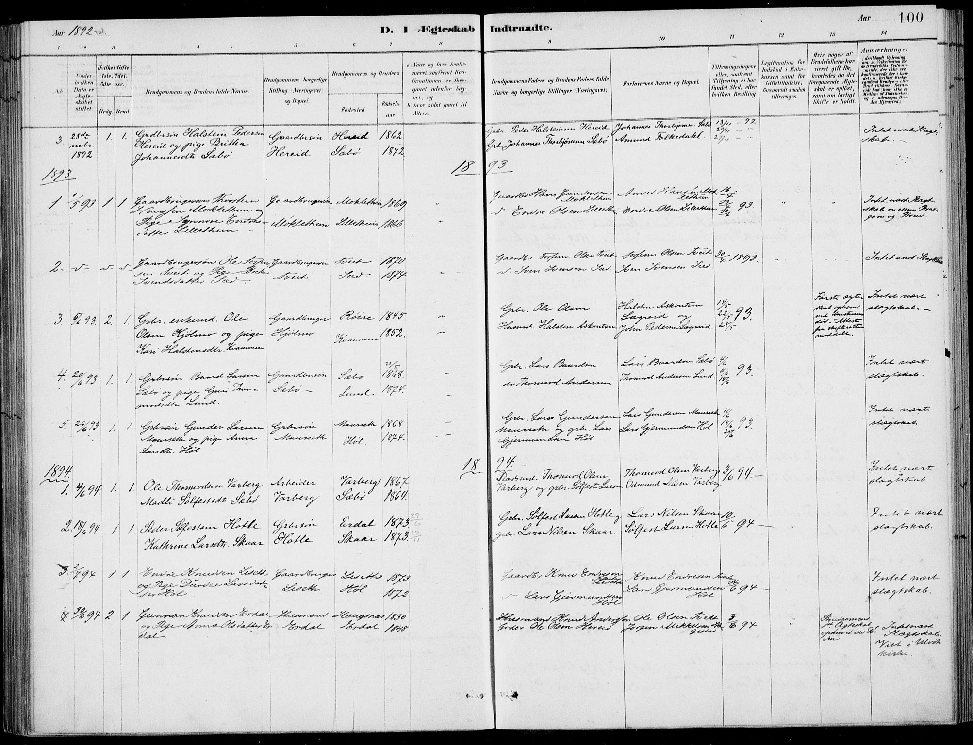 Ulvik sokneprestembete, SAB/A-78801/H/Haa: Ministerialbok nr. D  1, 1878-1903, s. 100