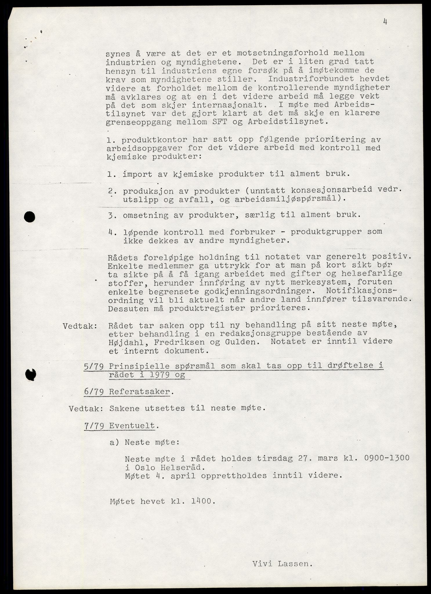 Statens forurensningstilsyn, hovedkontoret, AV/RA-S-4136/1/A/Ab/L0004: Produktkontrollrådet - Innkalling og referater, 1979