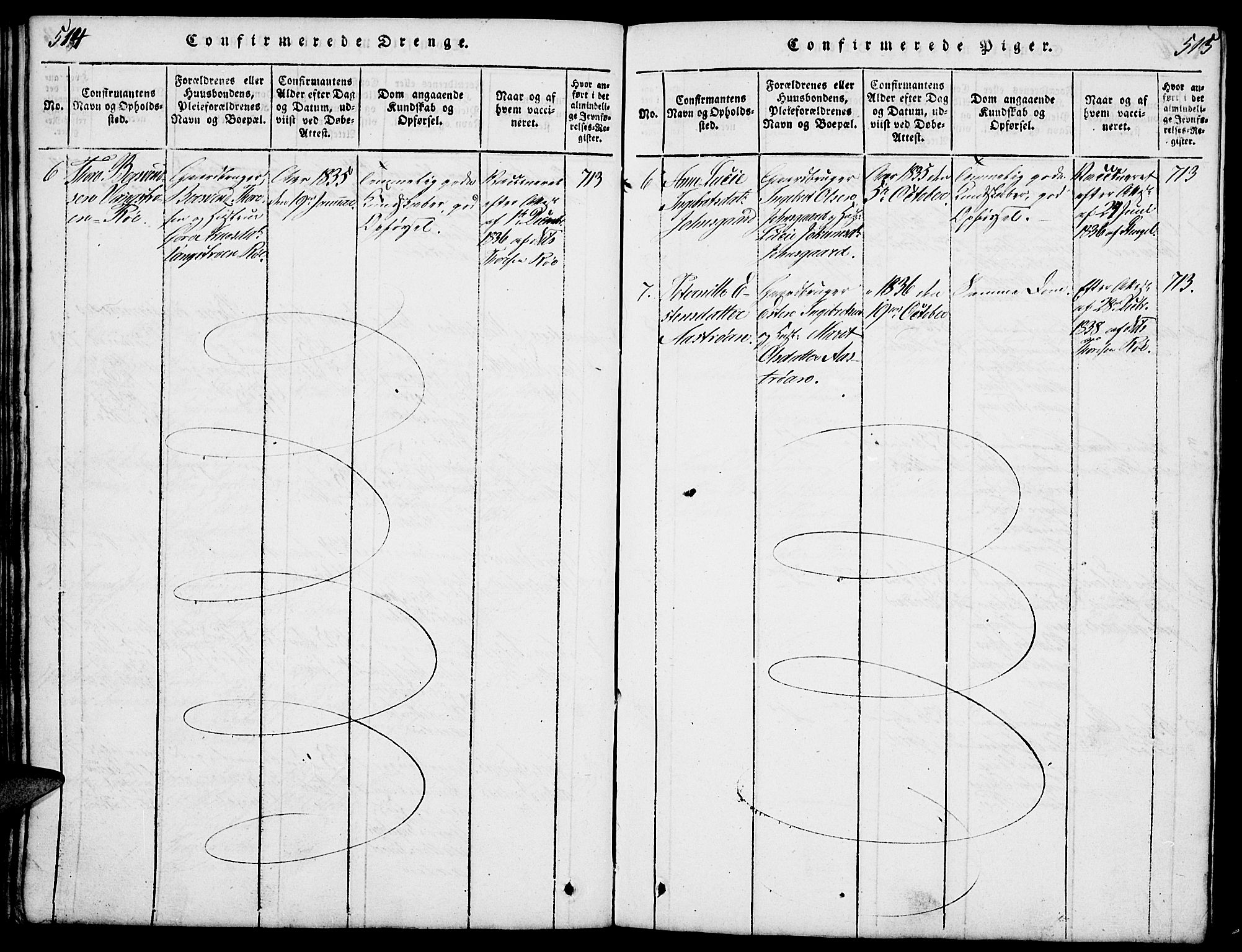 Tolga prestekontor, AV/SAH-PREST-062/L/L0003: Klokkerbok nr. 3, 1815-1862, s. 514-515