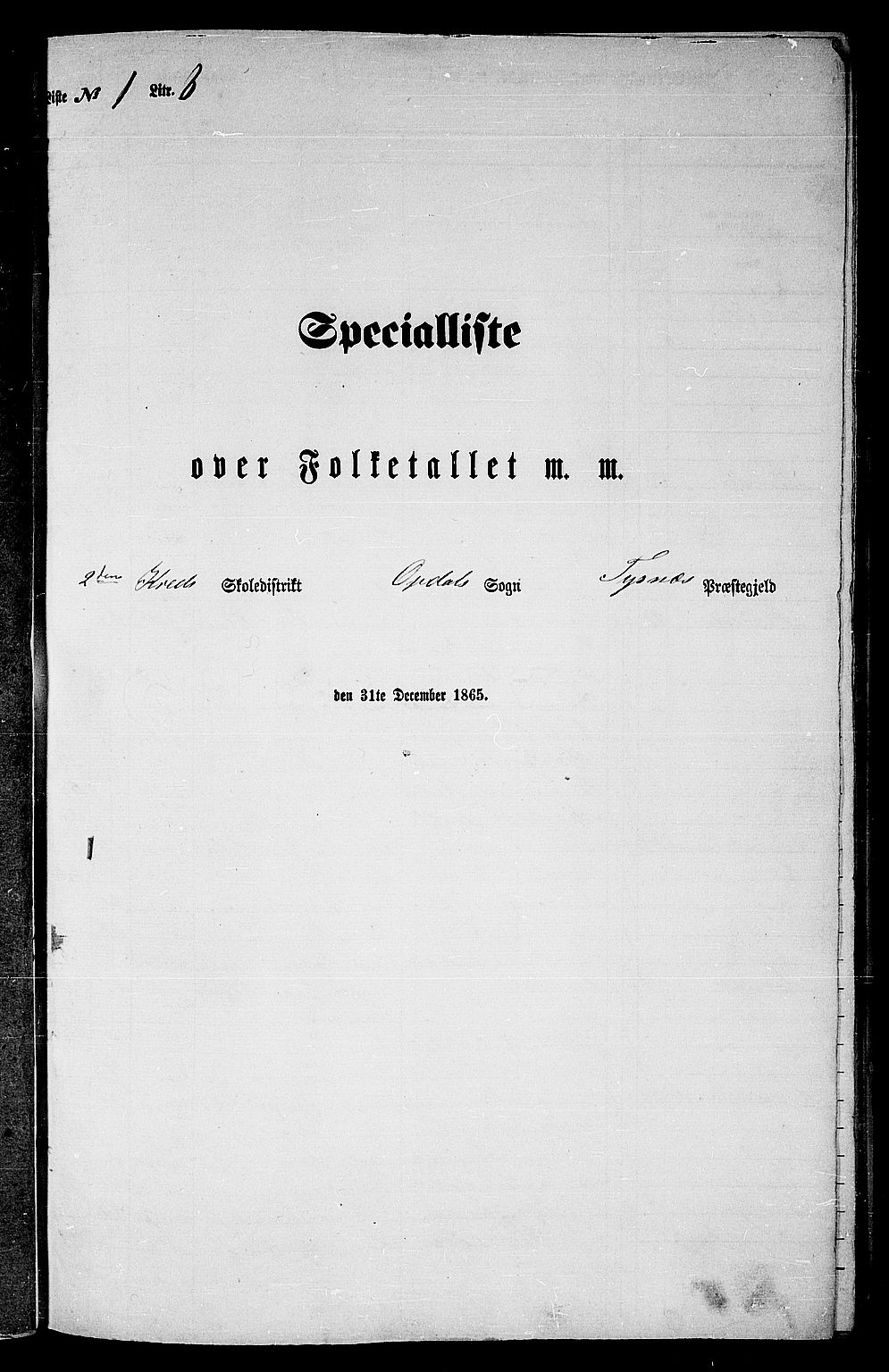 RA, Folketelling 1865 for 1223P Tysnes prestegjeld, 1865, s. 26