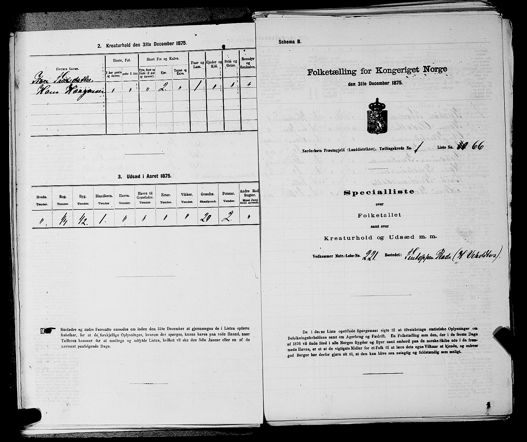 SAKO, Folketelling 1875 for 0613L Norderhov prestegjeld, Norderhov sokn, Haug sokn og Lunder sokn, 1875, s. 101