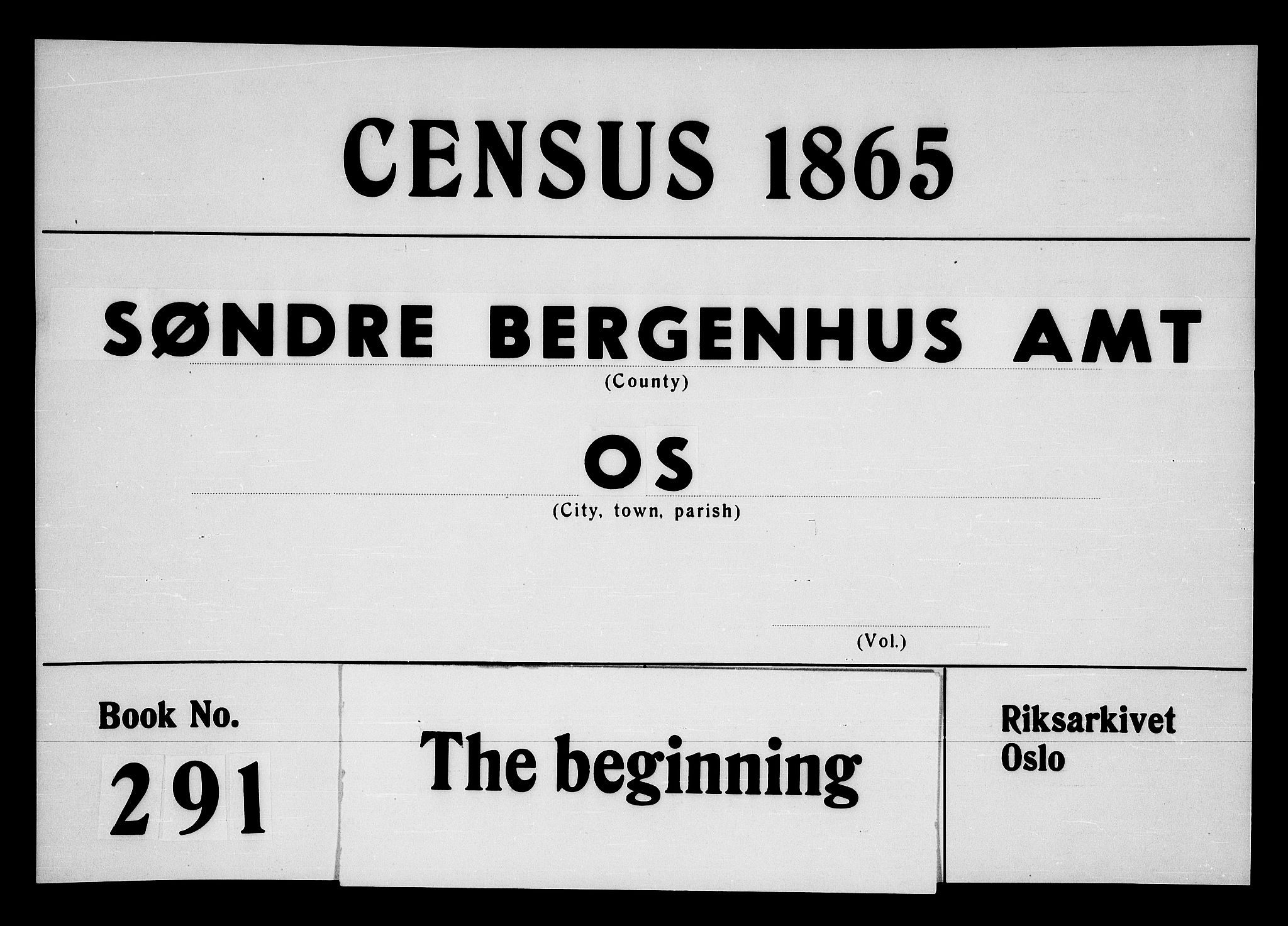 RA, Folketelling 1865 for 1243P Os prestegjeld, 1865, s. 1
