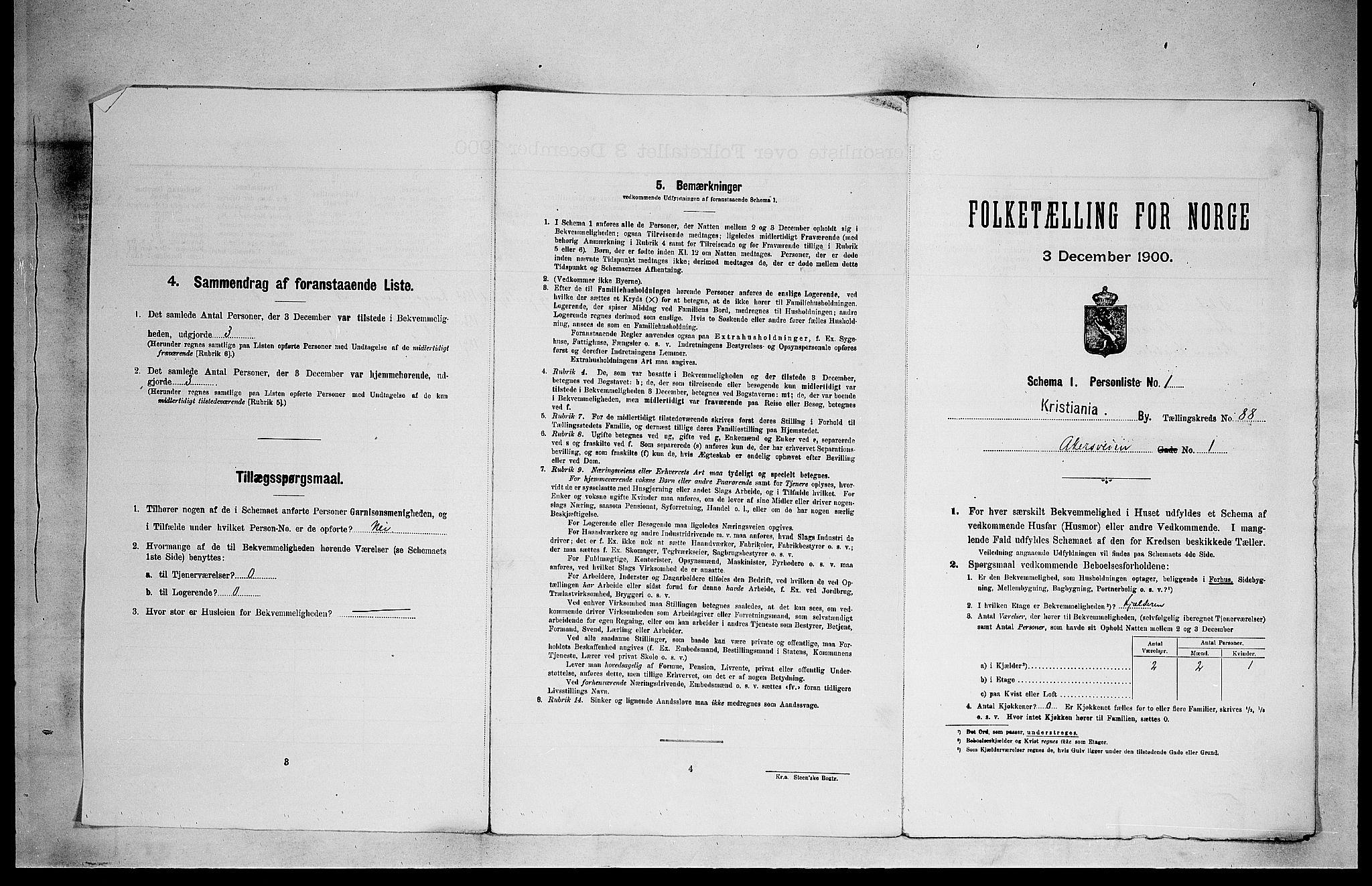 SAO, Folketelling 1900 for 0301 Kristiania kjøpstad, 1900, s. 1593