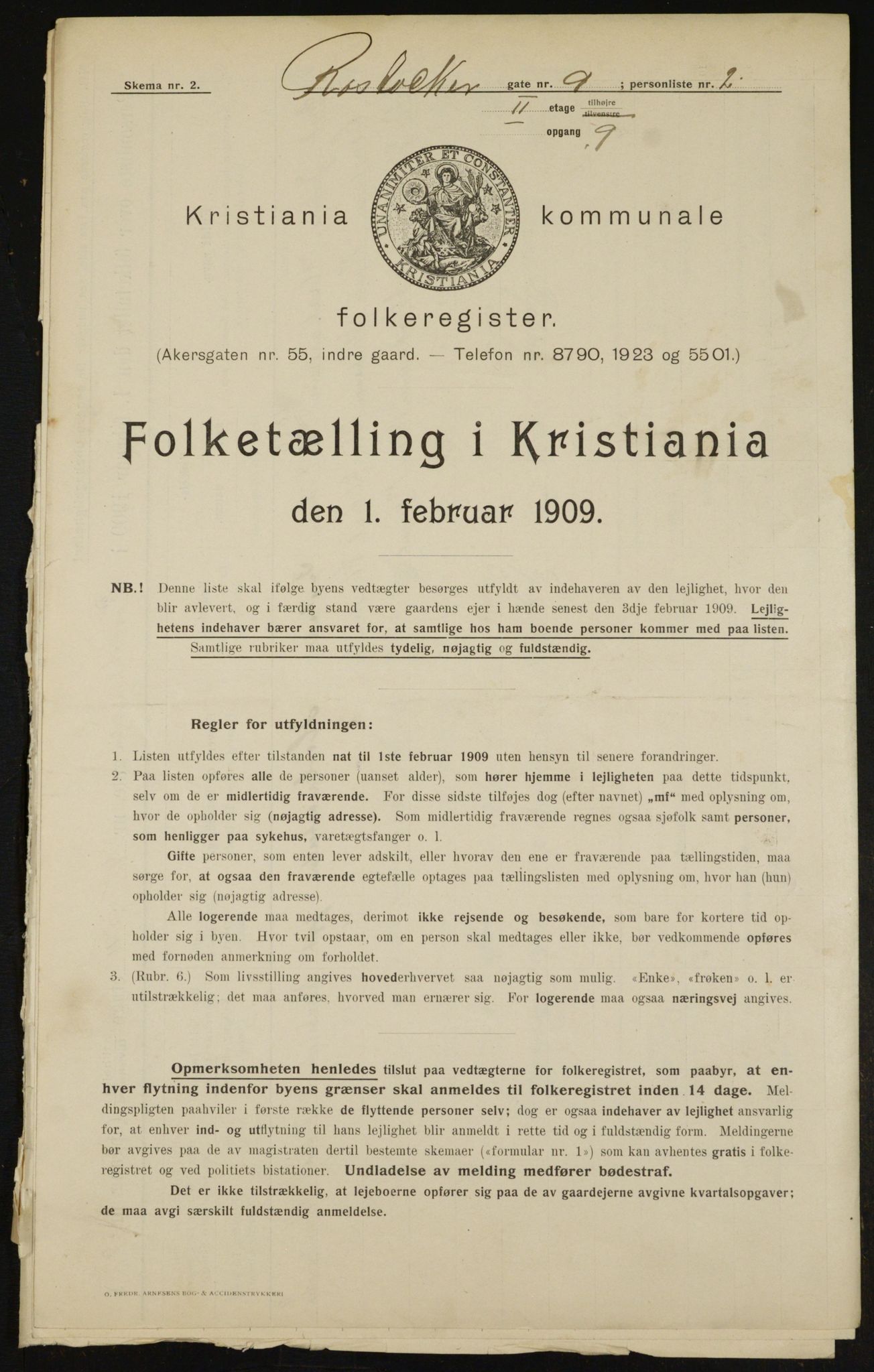 OBA, Kommunal folketelling 1.2.1909 for Kristiania kjøpstad, 1909, s. 76829