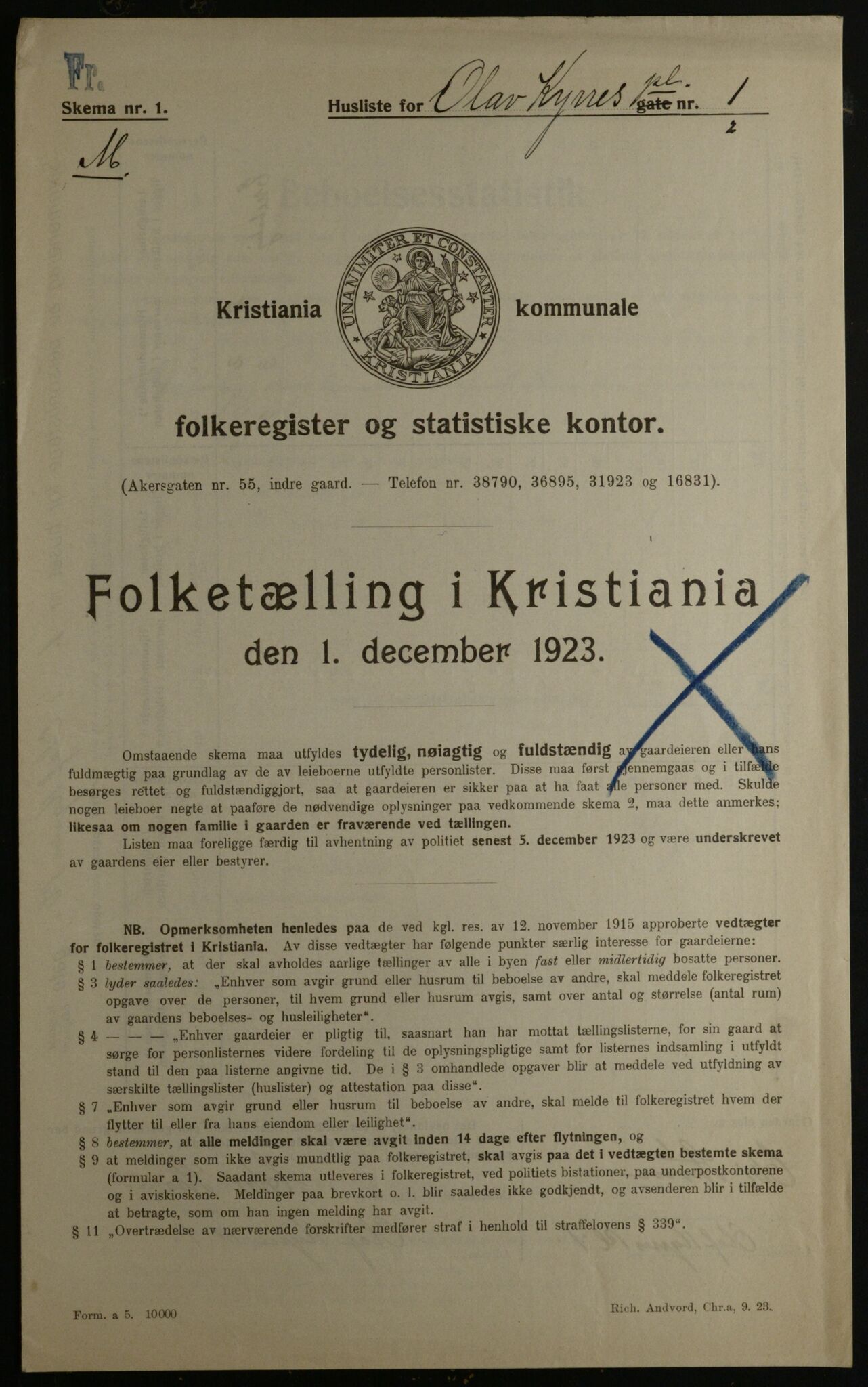 OBA, Kommunal folketelling 1.12.1923 for Kristiania, 1923, s. 82806