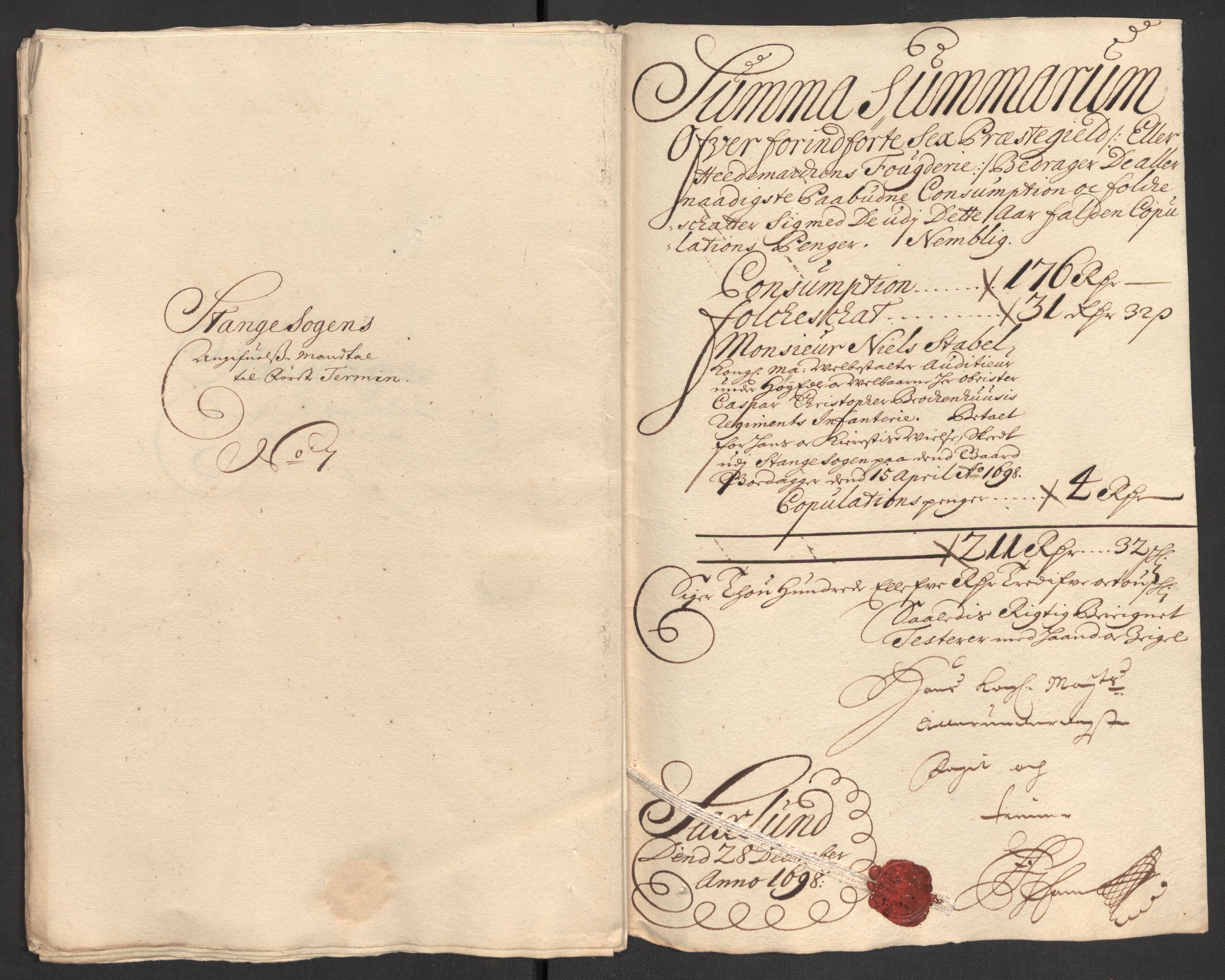 Rentekammeret inntil 1814, Reviderte regnskaper, Fogderegnskap, RA/EA-4092/R16/L1037: Fogderegnskap Hedmark, 1697-1698, s. 408