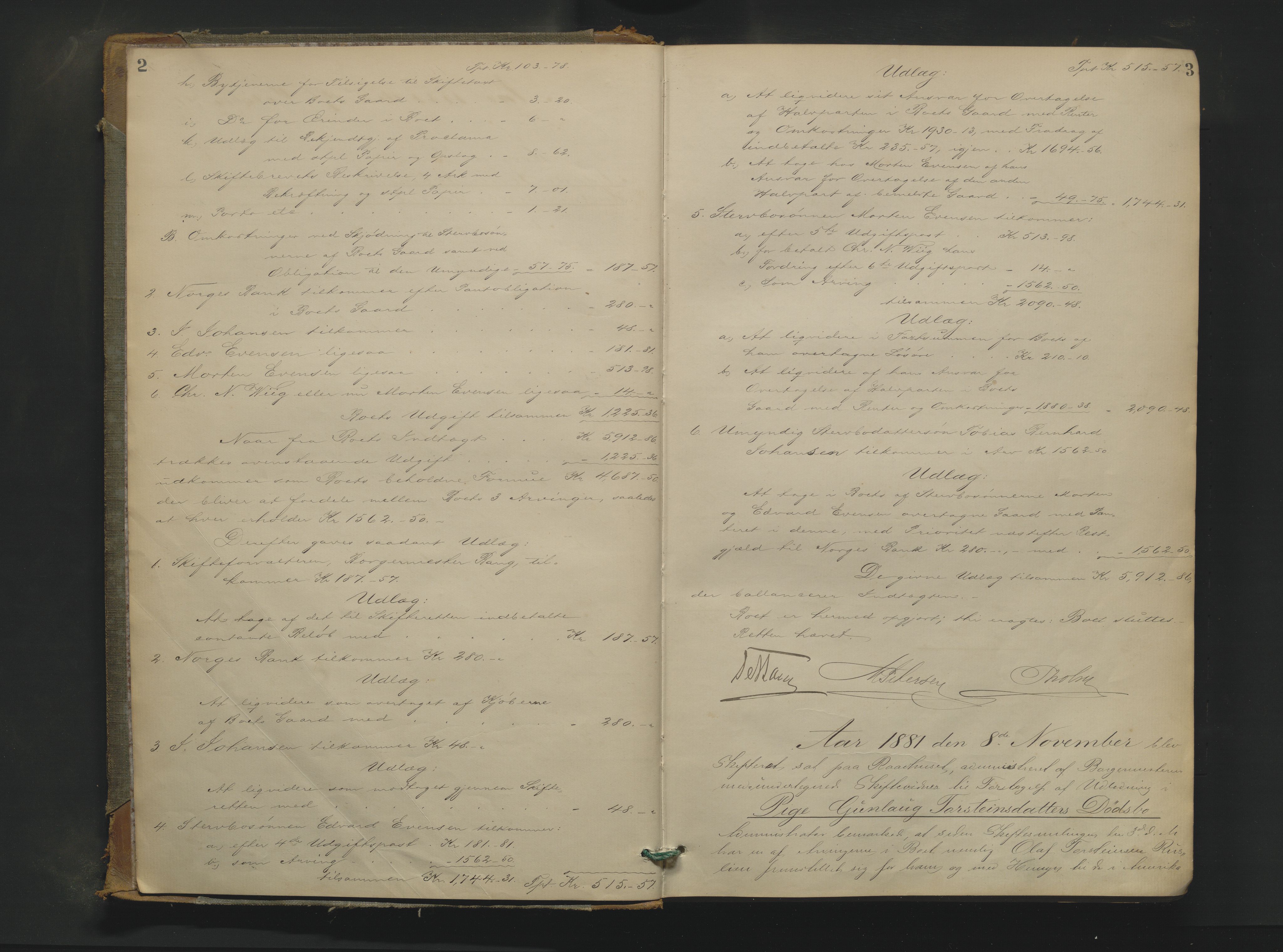 Drammen byfogd, AV/SAKO-A-222/H/Hb/Hbd/Hbda/L0005: Skifteutlodningsprotokoll., 1881-1886, s. 2-3