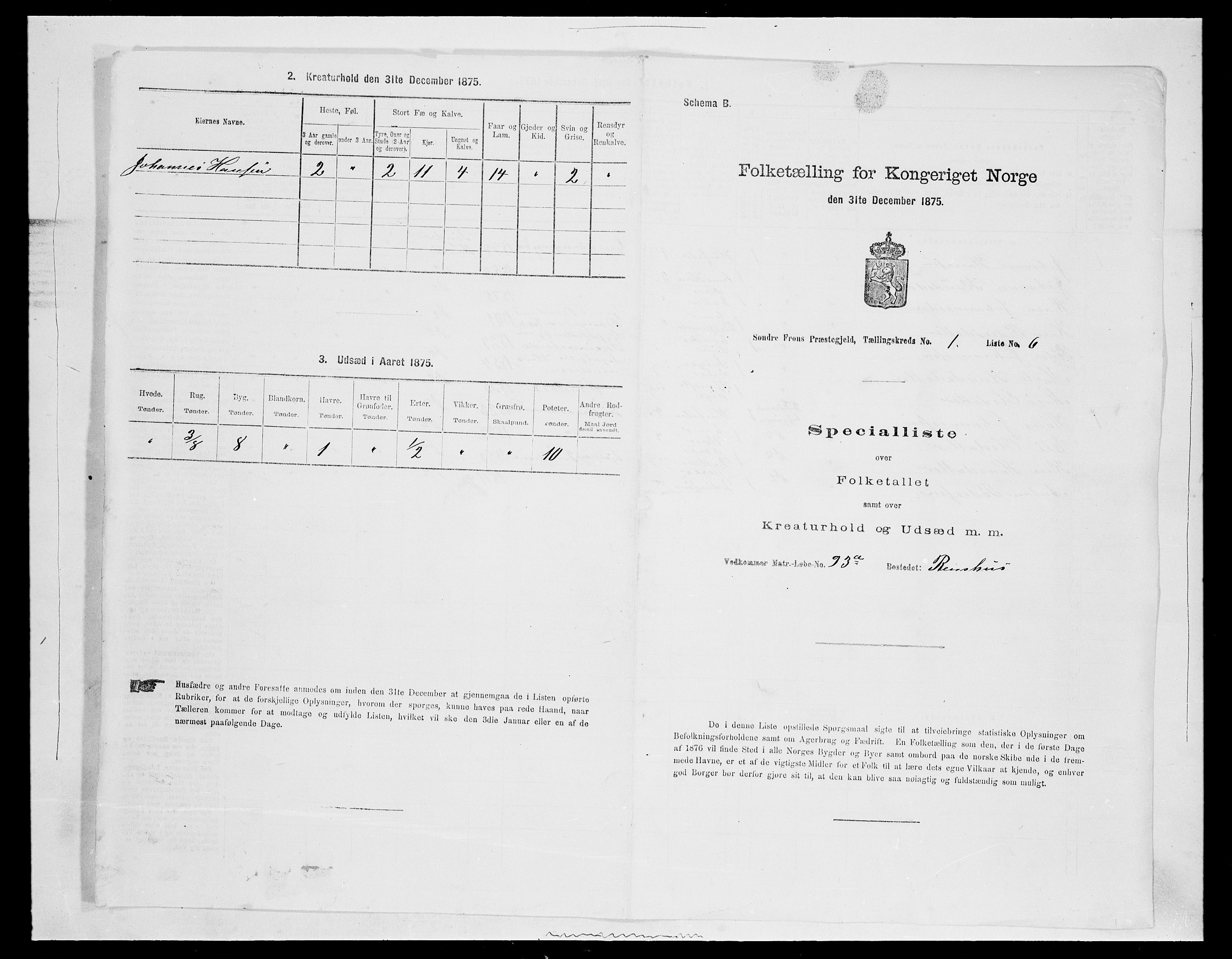 SAH, Folketelling 1875 for 0519P Sør-Fron prestegjeld, 1875, s. 79