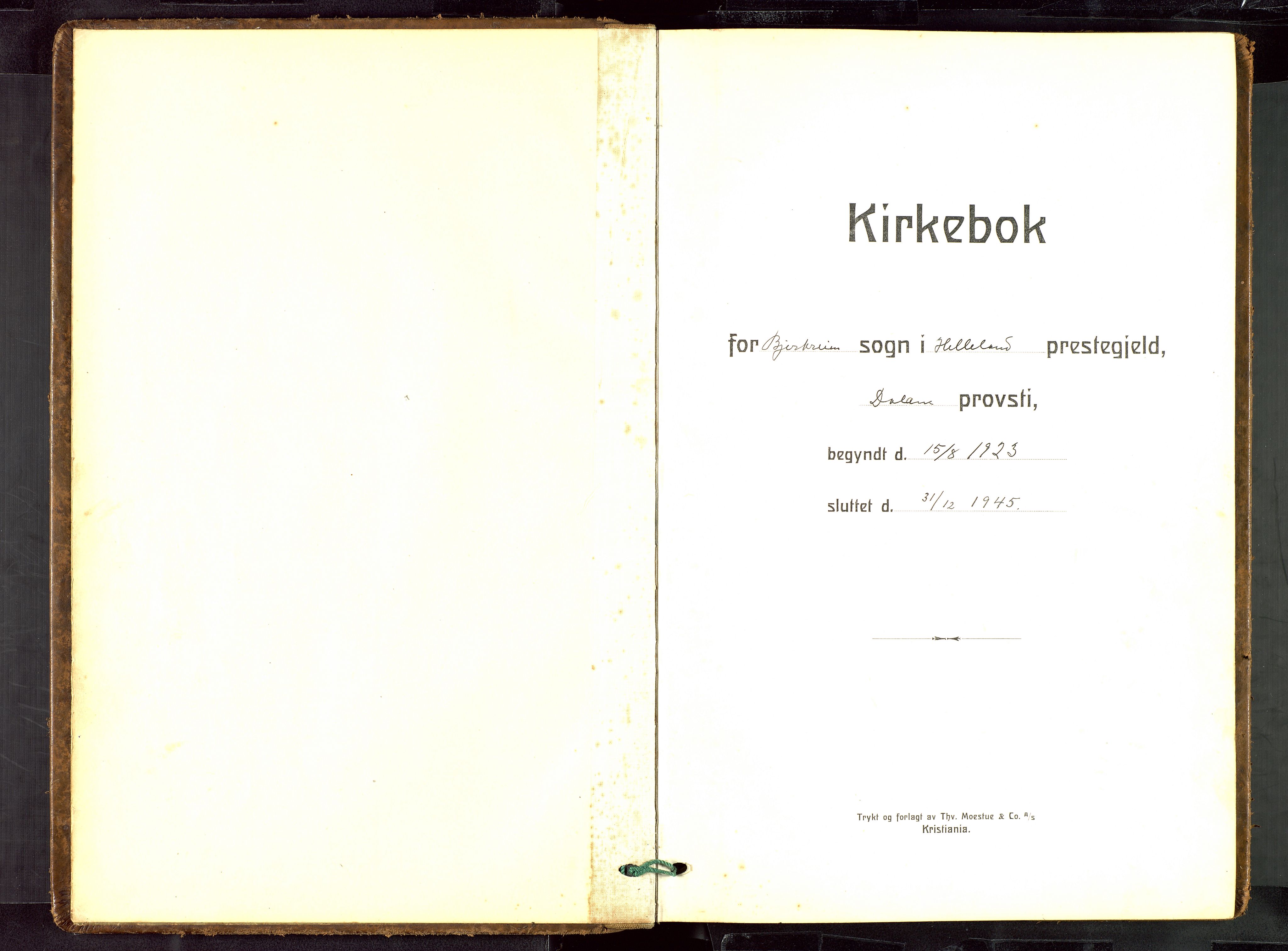 Helleland sokneprestkontor, SAST/A-101810: Klokkerbok nr. B 7, 1923-1945