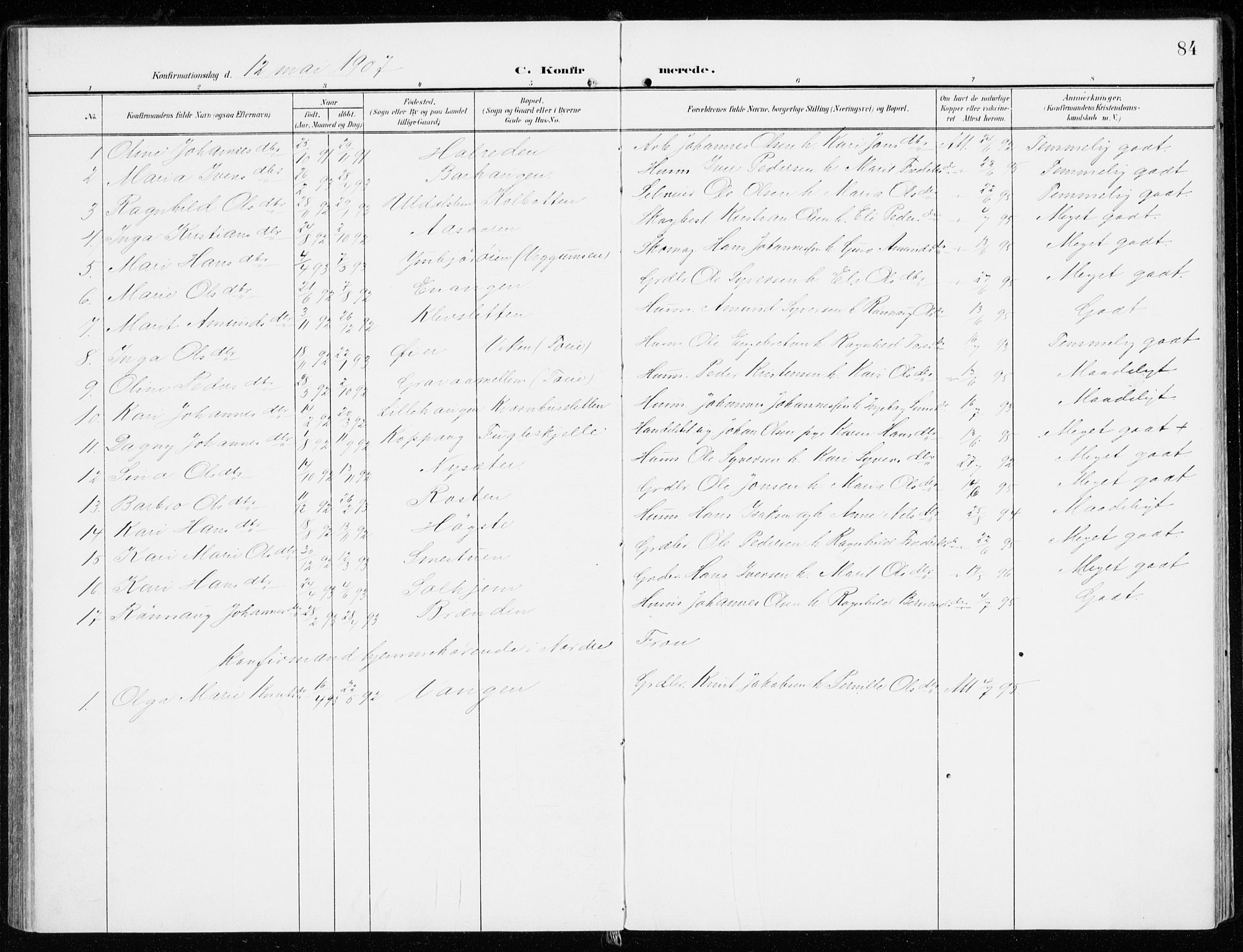 Sel prestekontor, AV/SAH-PREST-074/H/Ha/Haa/L0002: Ministerialbok nr. 2, 1905-1919, s. 84