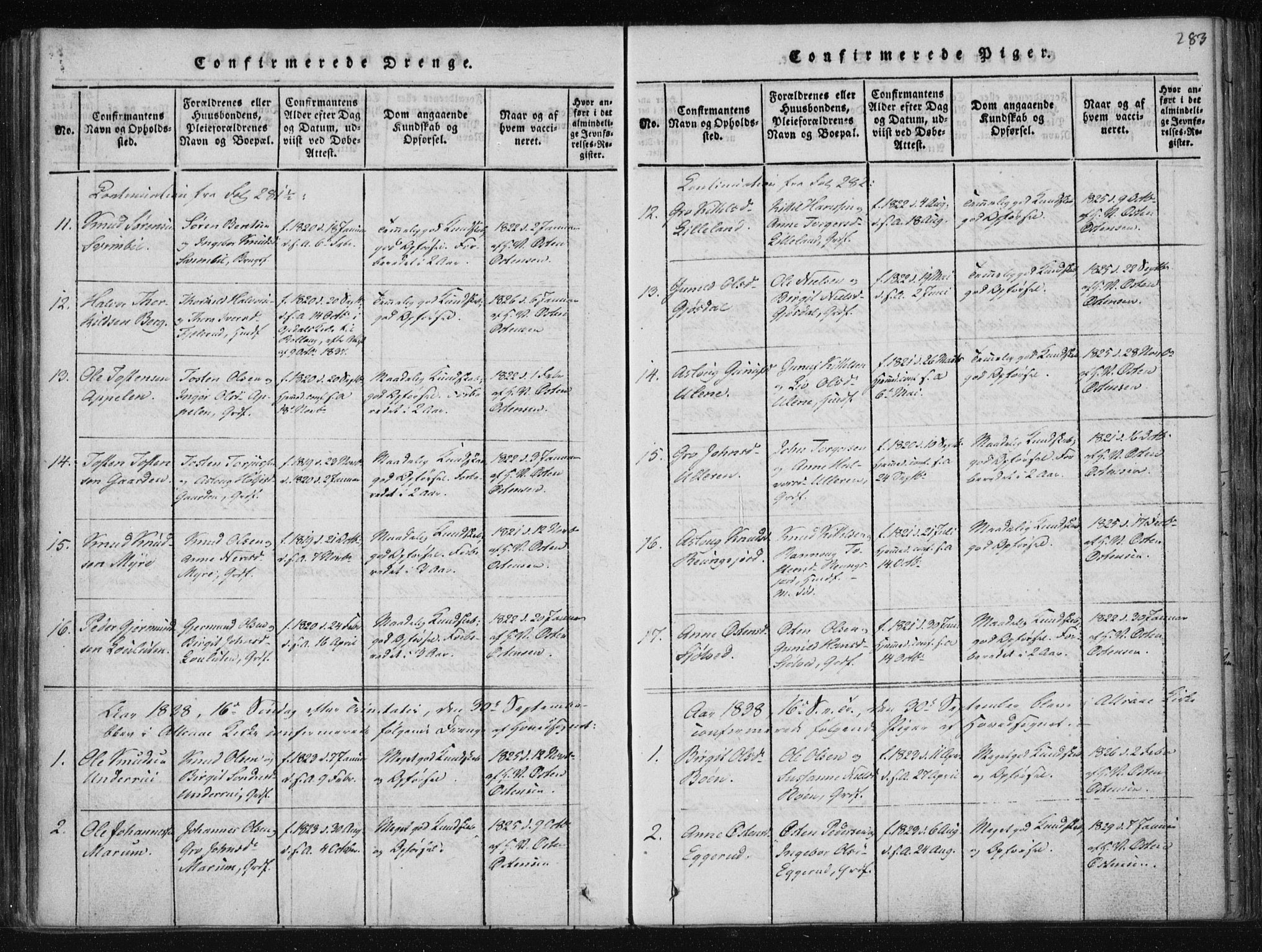 Tinn kirkebøker, AV/SAKO-A-308/F/Fa/L0004: Ministerialbok nr. I 4, 1815-1843, s. 282b-283a