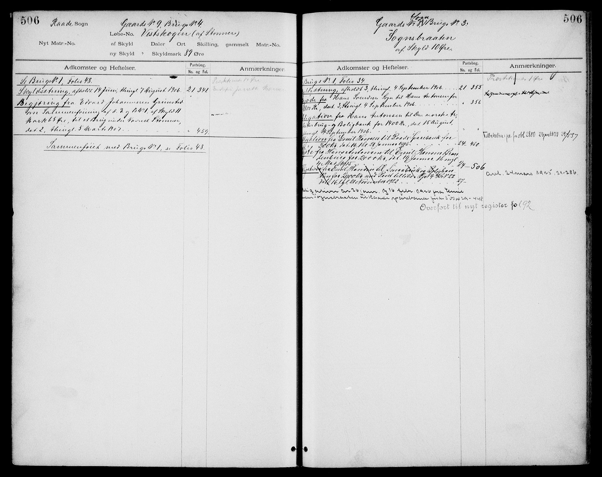 Moss sorenskriveri, SAO/A-10168: Panteregister nr. IV 1b, 1799-1927, s. 506
