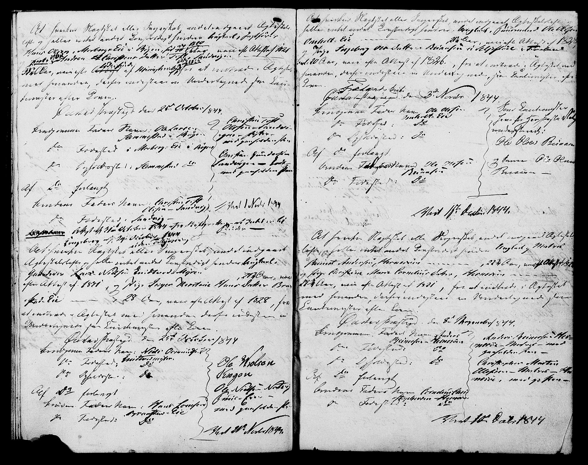 Øyestad sokneprestkontor, AV/SAK-1111-0049/F/Fe/L0002: Forlovererklæringer nr. A VI 20, 1844-1846, s. 13