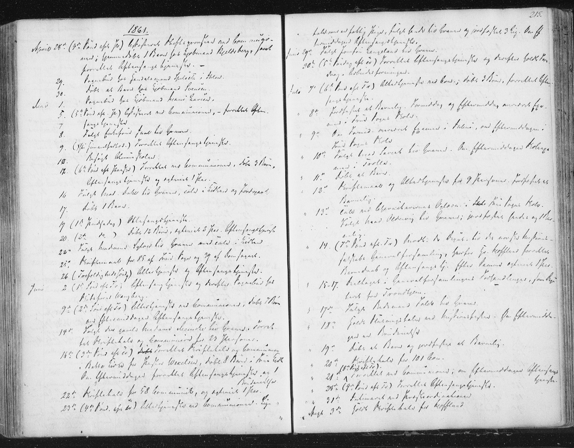 Ministerialprotokoller, klokkerbøker og fødselsregistre - Sør-Trøndelag, SAT/A-1456/602/L0127: Residerende kapellans bok nr. 602B01, 1821-1875, s. 215