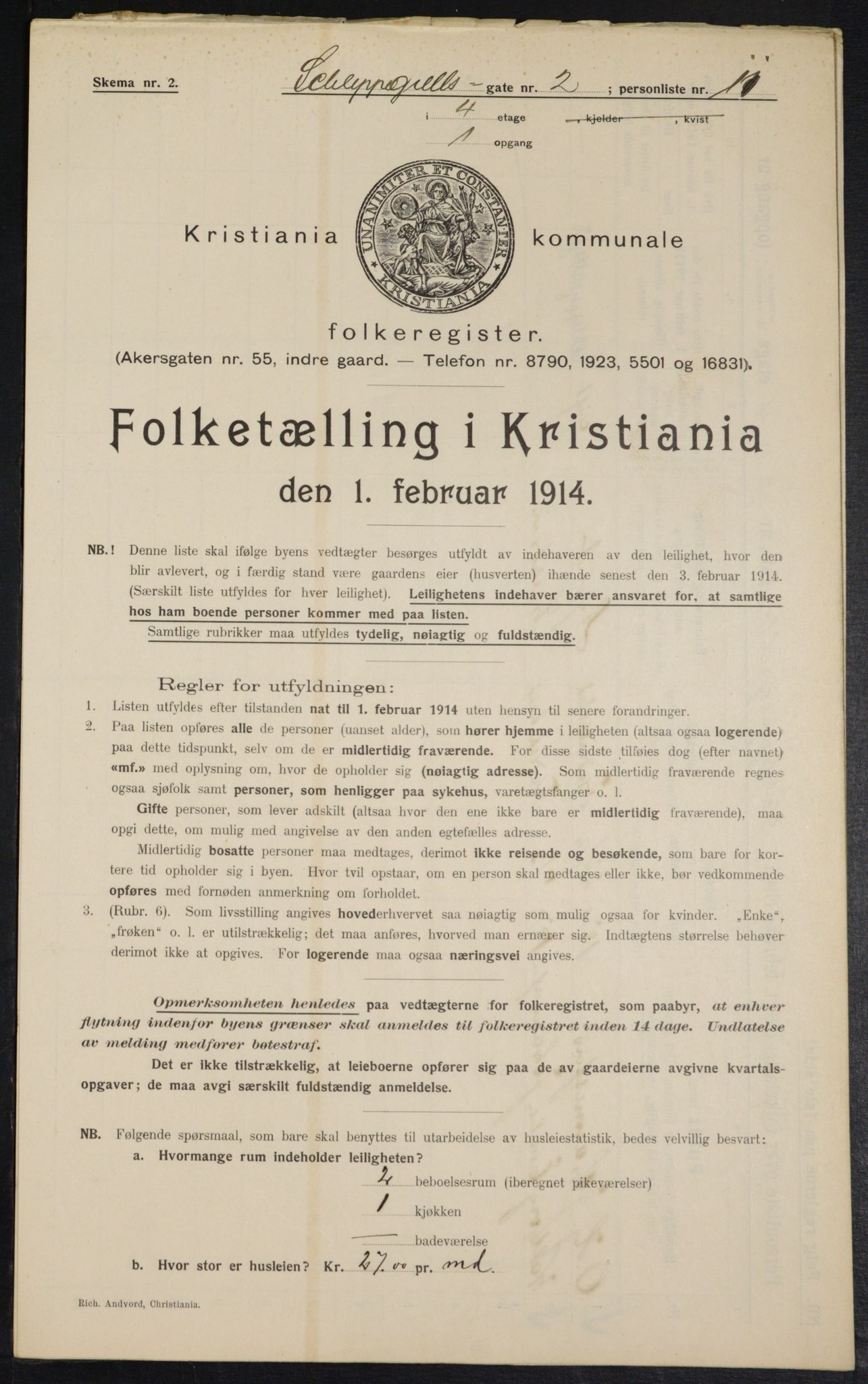 OBA, Kommunal folketelling 1.2.1914 for Kristiania, 1914, s. 89422