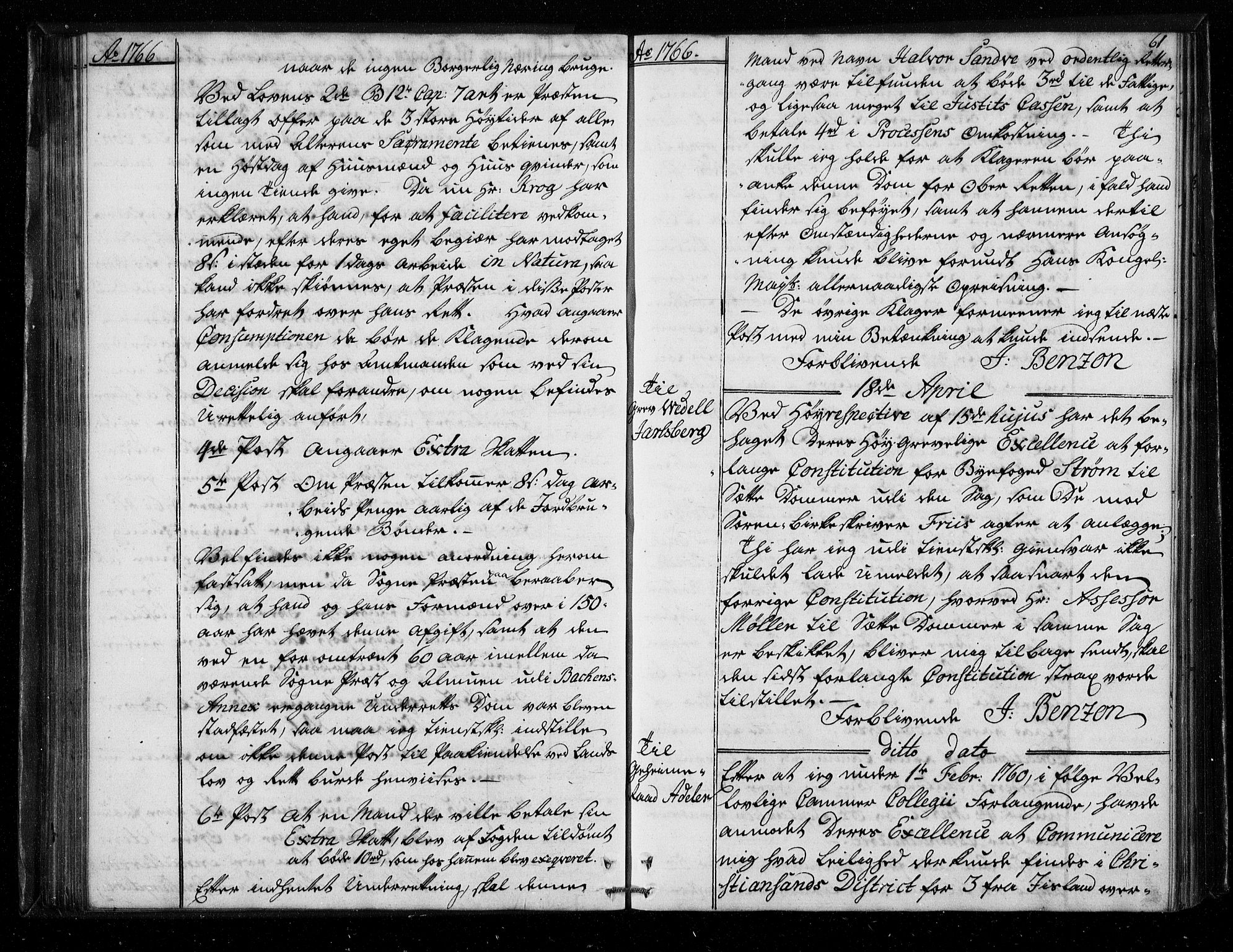 Stattholderembetet 1572-1771, AV/RA-EA-2870/Bf/L0005: Stattholderprotokoll (allmenn kopibok), 1765-1767, s. 60b-61a