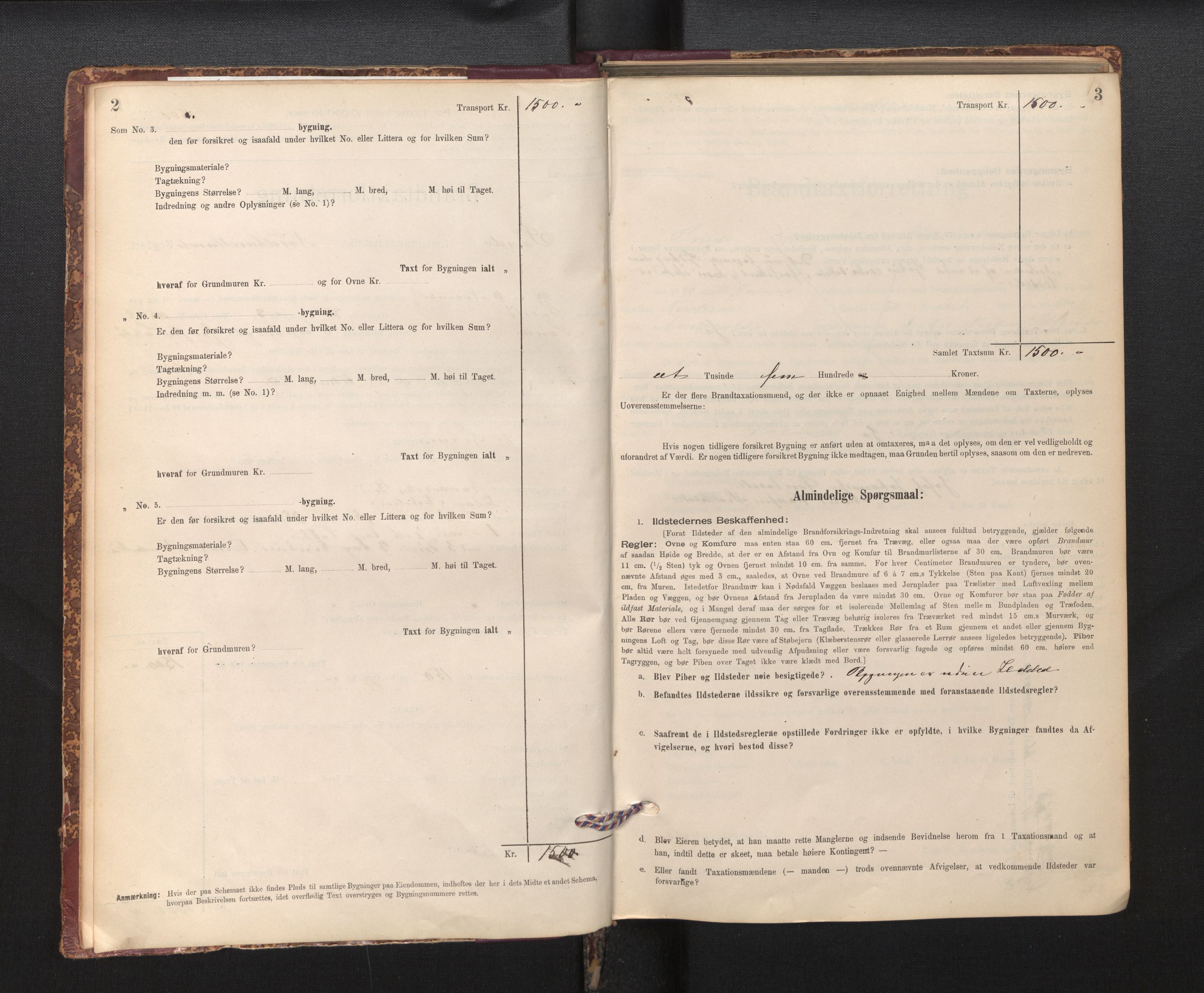 Lensmannen i Sund og Austevoll, AV/SAB-A-35201/0012/L0003: Branntakstprotokoll, skjematakst, 1894-1917, s. 2-3