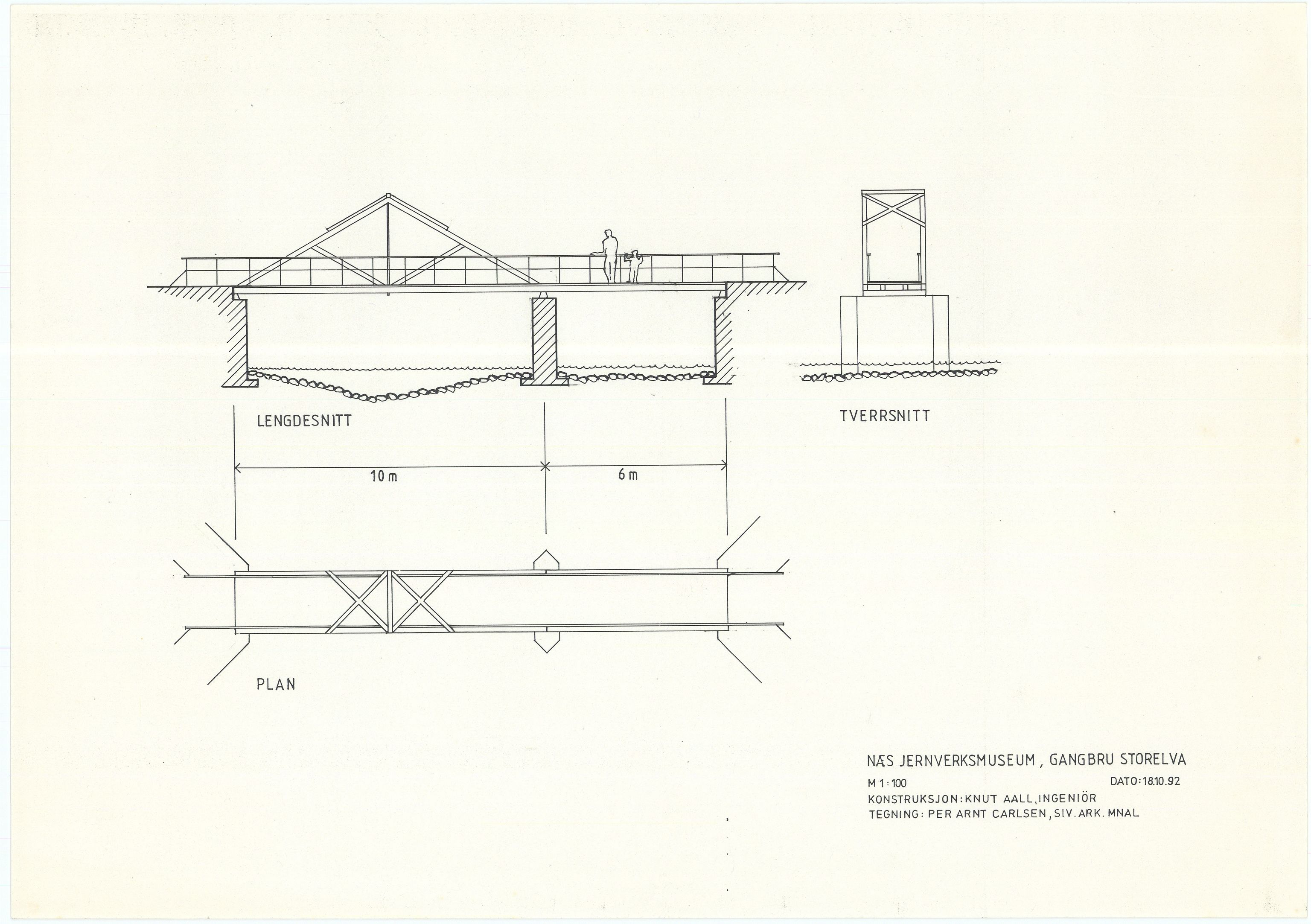 Jacob Aall & Søn AS, NESJ/NJM-007/10/L0011: Næs Jernverksmuseum, Gangbru Storelva, 1992, Per Arnt Carlsen, 1992