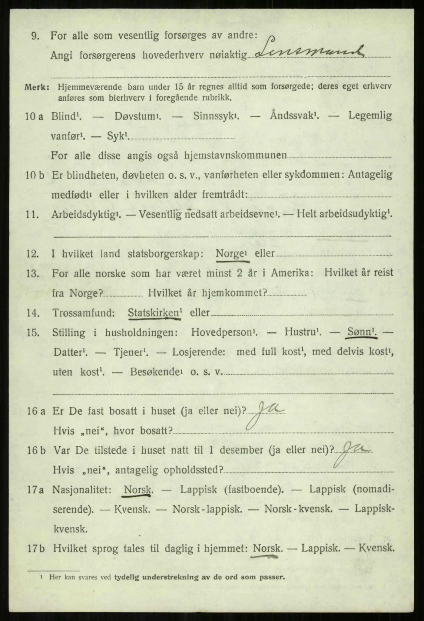 SATØ, Folketelling 1920 for 1921 Salangen herred, 1920, s. 3305